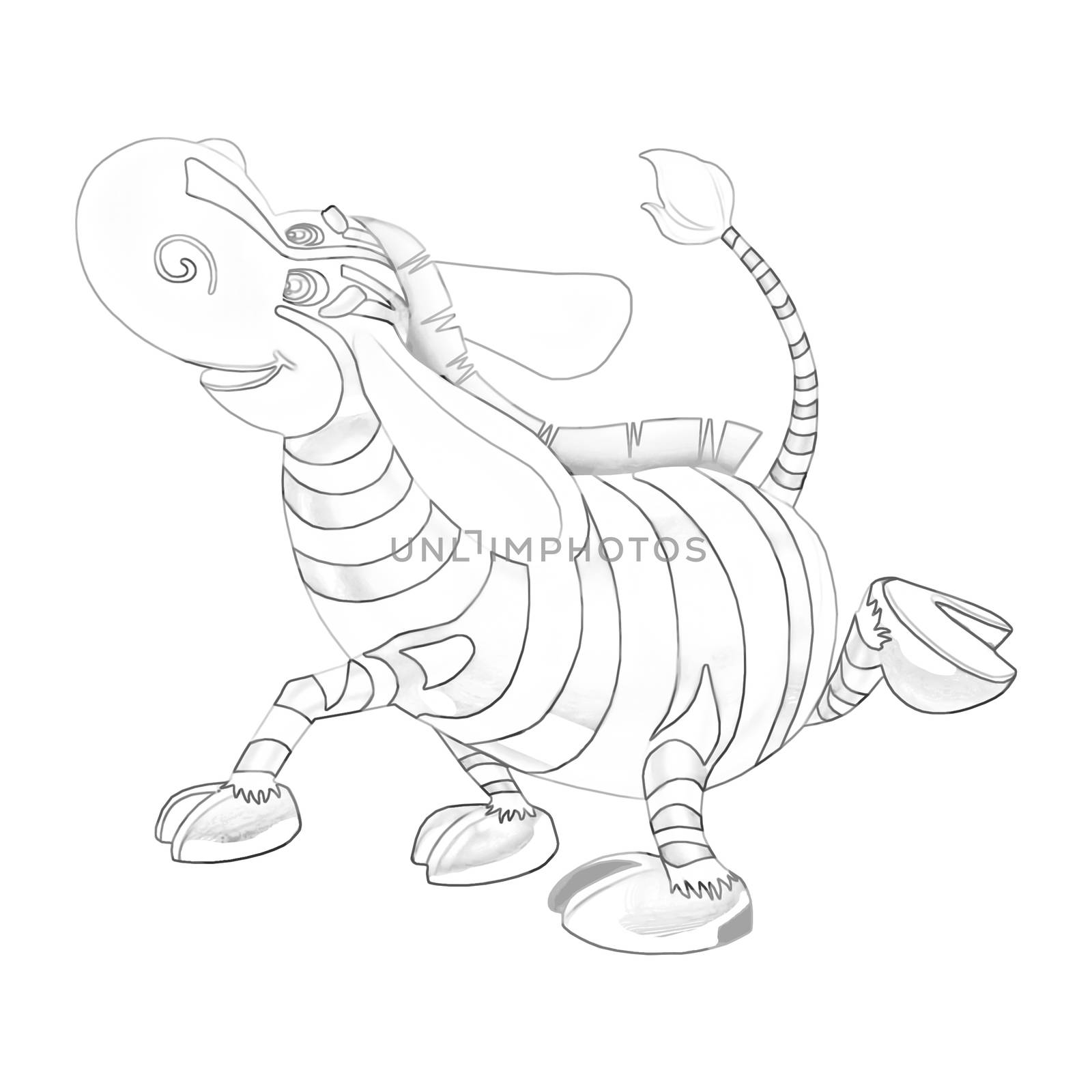 Illustration: Coloring Book Series: Naughty Zebra. Soft line. Print it and bring it to Life with Color! Fantastic Outline / Sketch / Line Art Design.