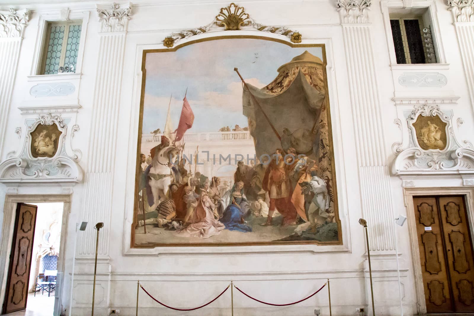 VICENZA, ITALY - MAY 13: Hall of Honour with the fresco "Alexander the Great with Darius' family" by Giambattista Tiepolo, inside villa Cordellina Lombardi in Vicenza on Wednesday, May 13, 2015.