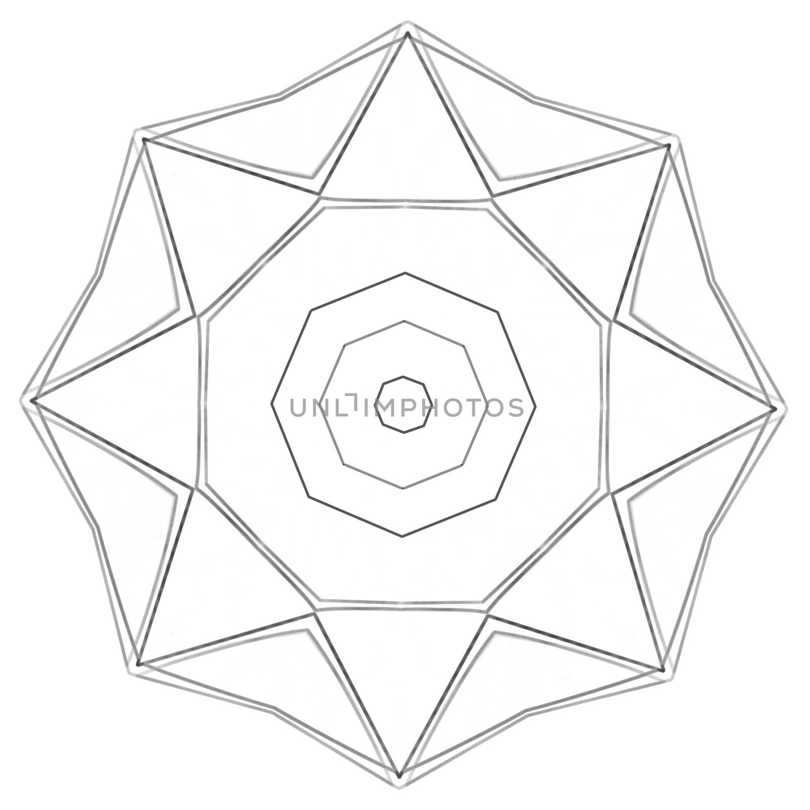Illustration: Coloring Book Series: Octagon. Soft thin line. Print it and bring it to Life with Color! Fantastic Outline / Sketch / Line Art Design.