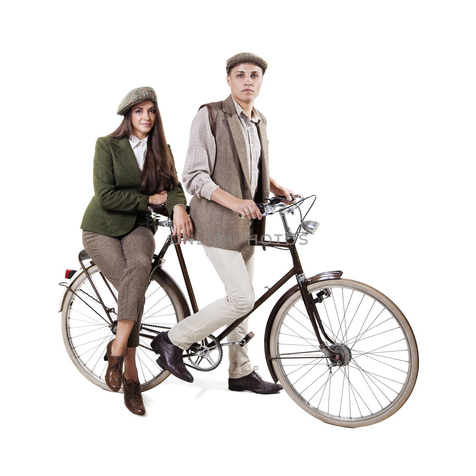 Couple on retro bike by igor_stramyk