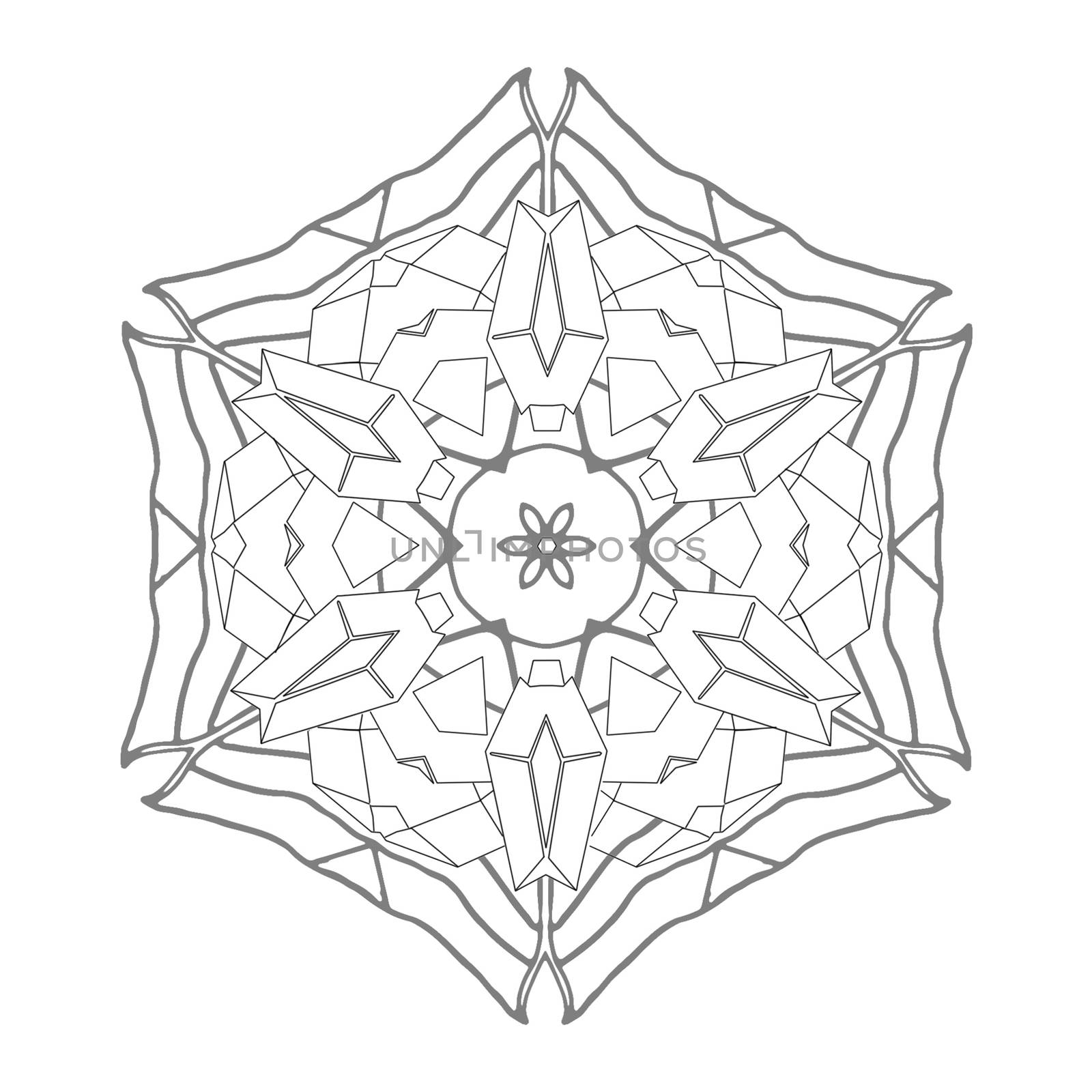 Illustration: Coloring Book Series: Magnificent Diamond Flower. Soft line. Print it and bring it to Life with Color! Fantastic Outline / Sketch / Line Art Design.