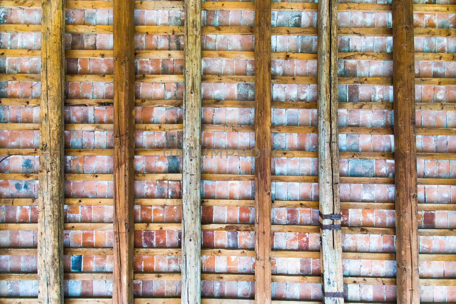 Detail of the roof of the porch of an ancient villa.