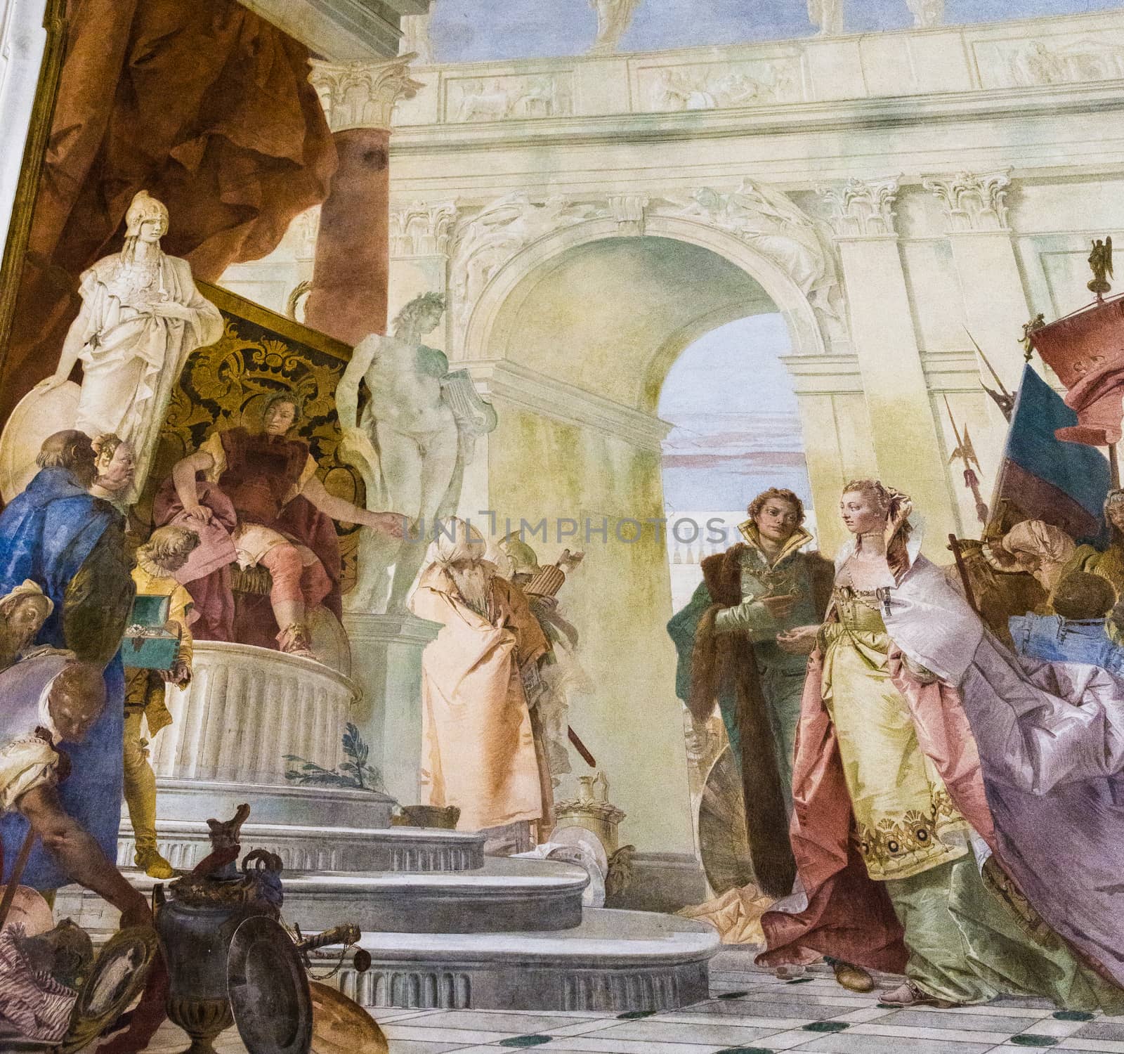 VICENZA, ITALY - MAY 13: Detail of the fresco "Magnanimity of Scipio" by Giambattista Tiepolo, inside villa Cordellina Lombardi in Vicenza on Wednesday, May 13, 2015.