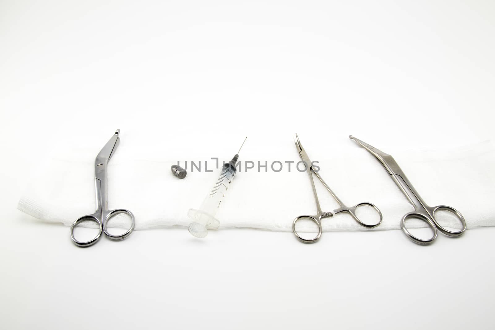 surgical composition with forceps, scissors, syringe and one bul by Isaac74