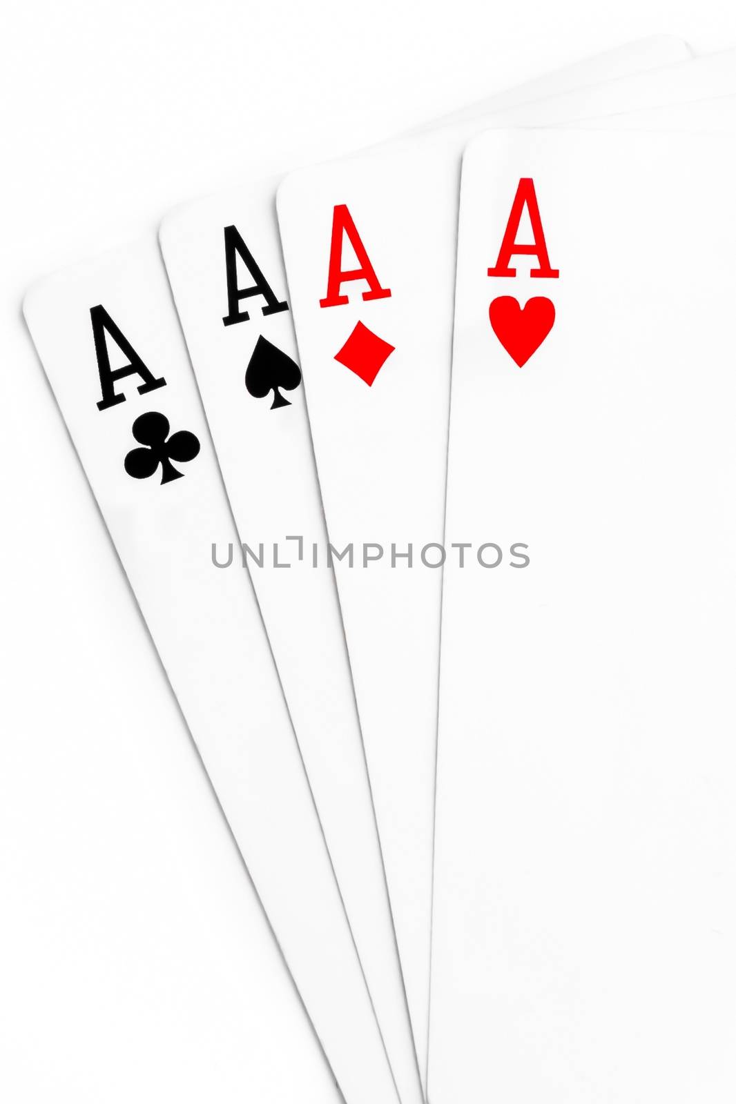 winning poker hand on white background