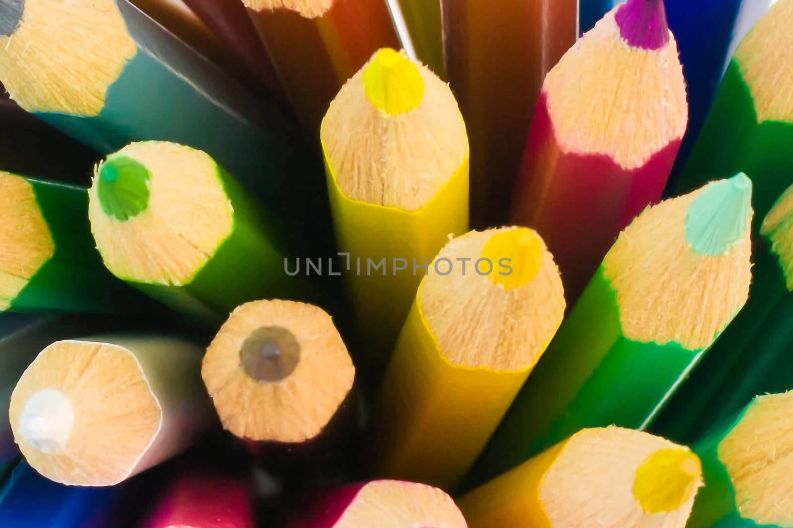 detail of bits of colorful pencils