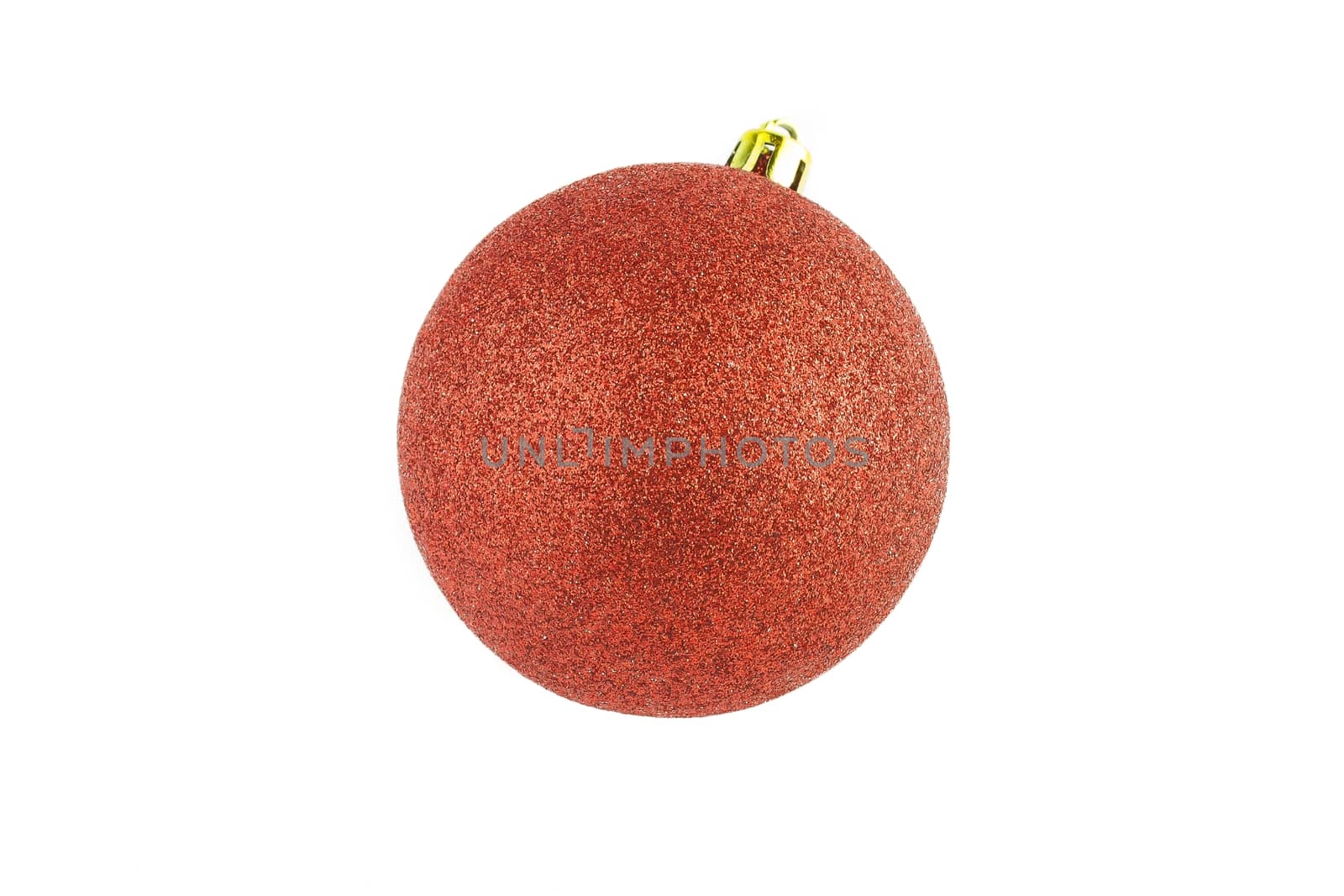 A bright red christmas ornament, isolated on white with clipping path