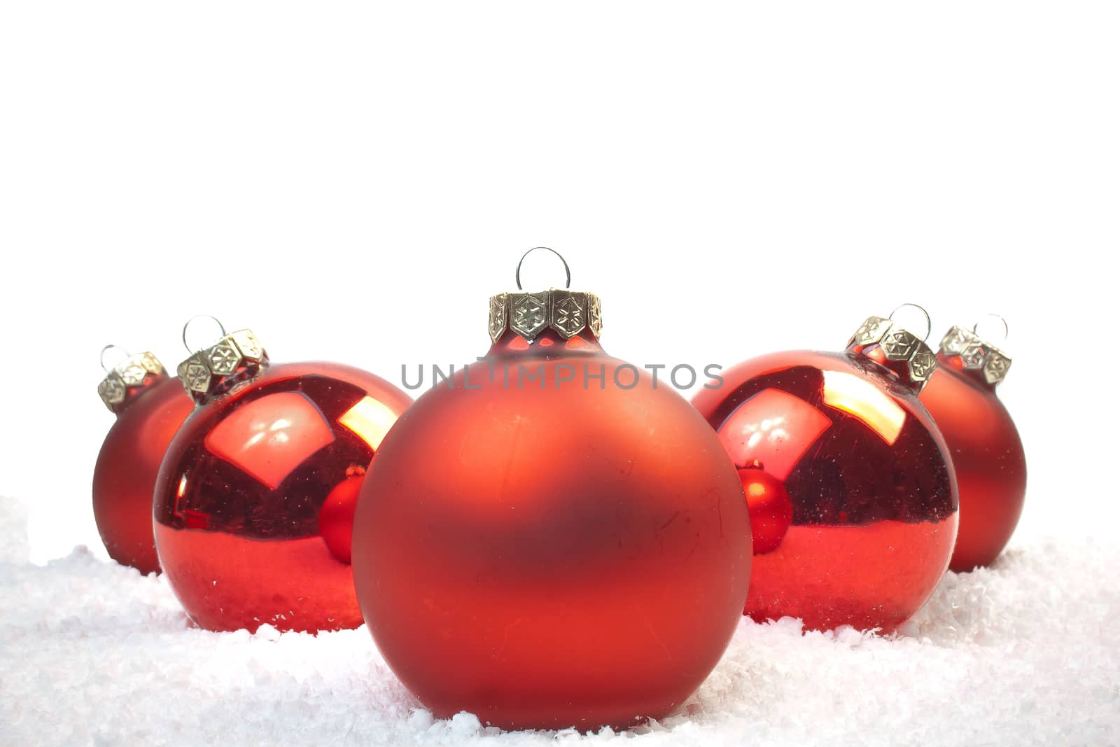 close up of a christmas decoration balls on white background - empty space for text