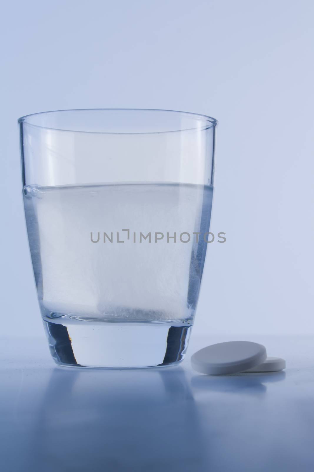 close up of  fizzy tablet dropped into the water