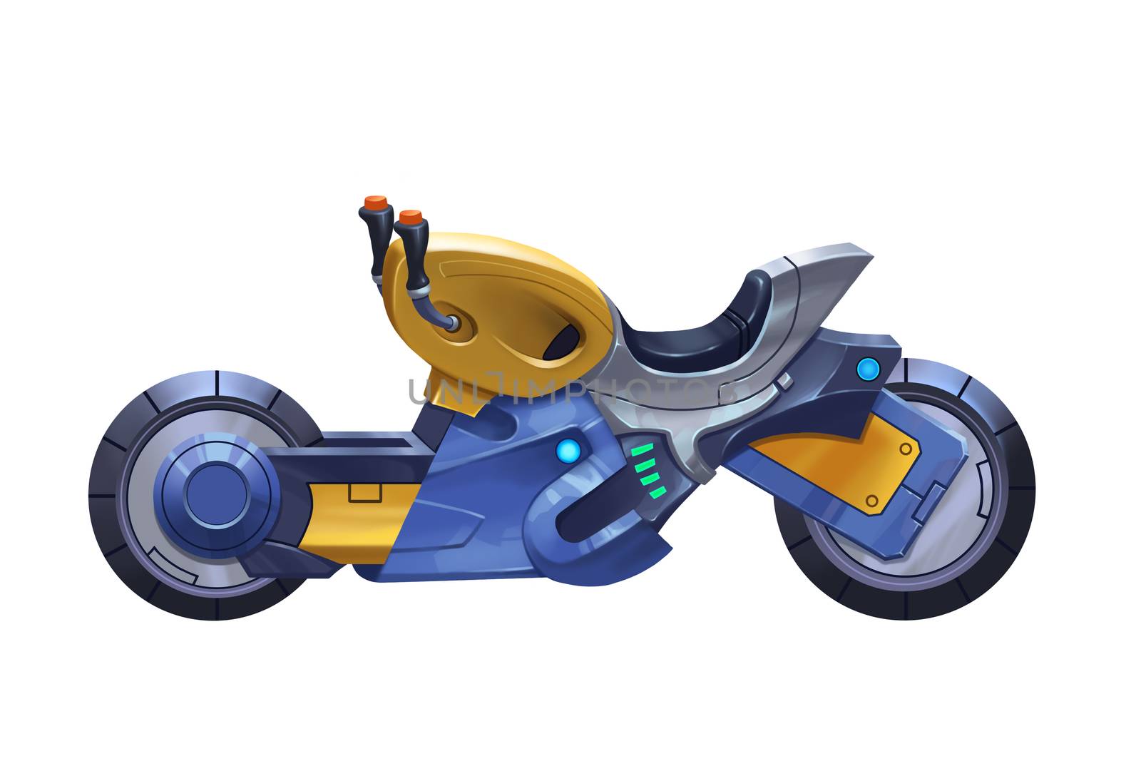 Illustration: The Fantastic Motorcycle - The Bounty Hunter's favorite vehicle. Element Creation. Cartoon / Sci-Fi Style by NextMars
