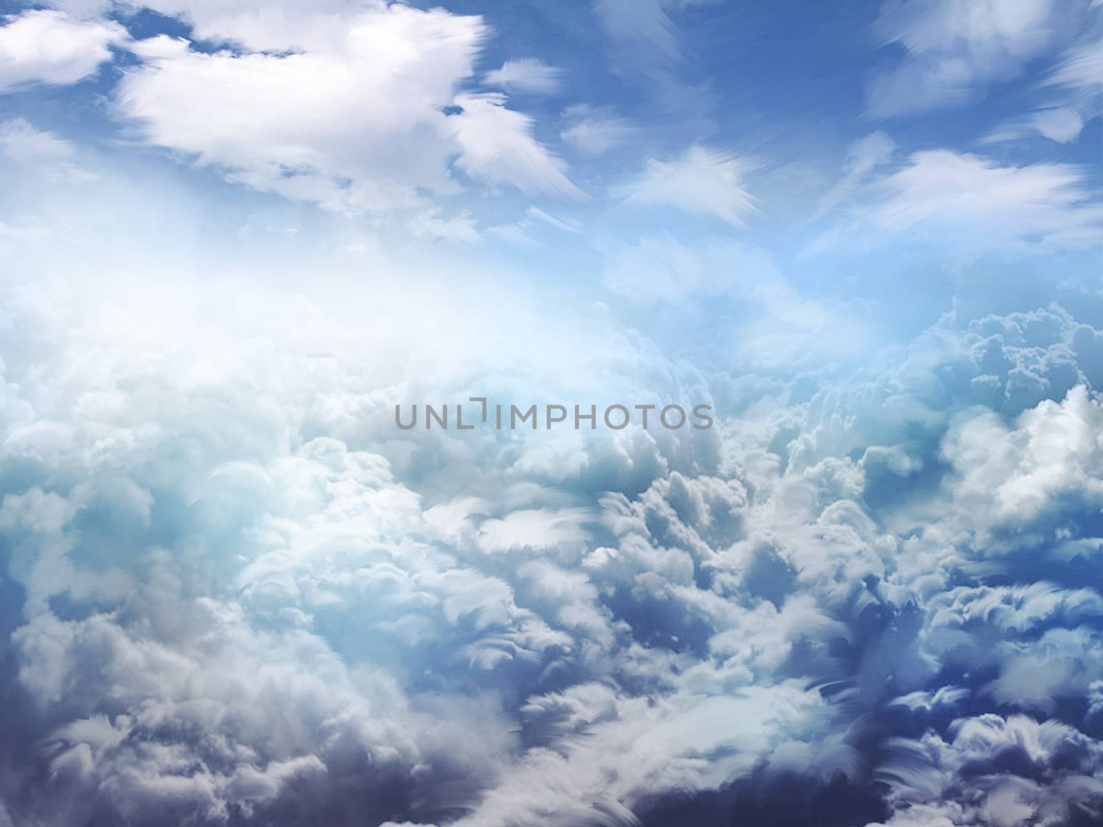 Illustration: The Clouds. Realistic / Cartoon Style. Fantasy Topic. Scene / Wallpaper / Background Design. by NextMars