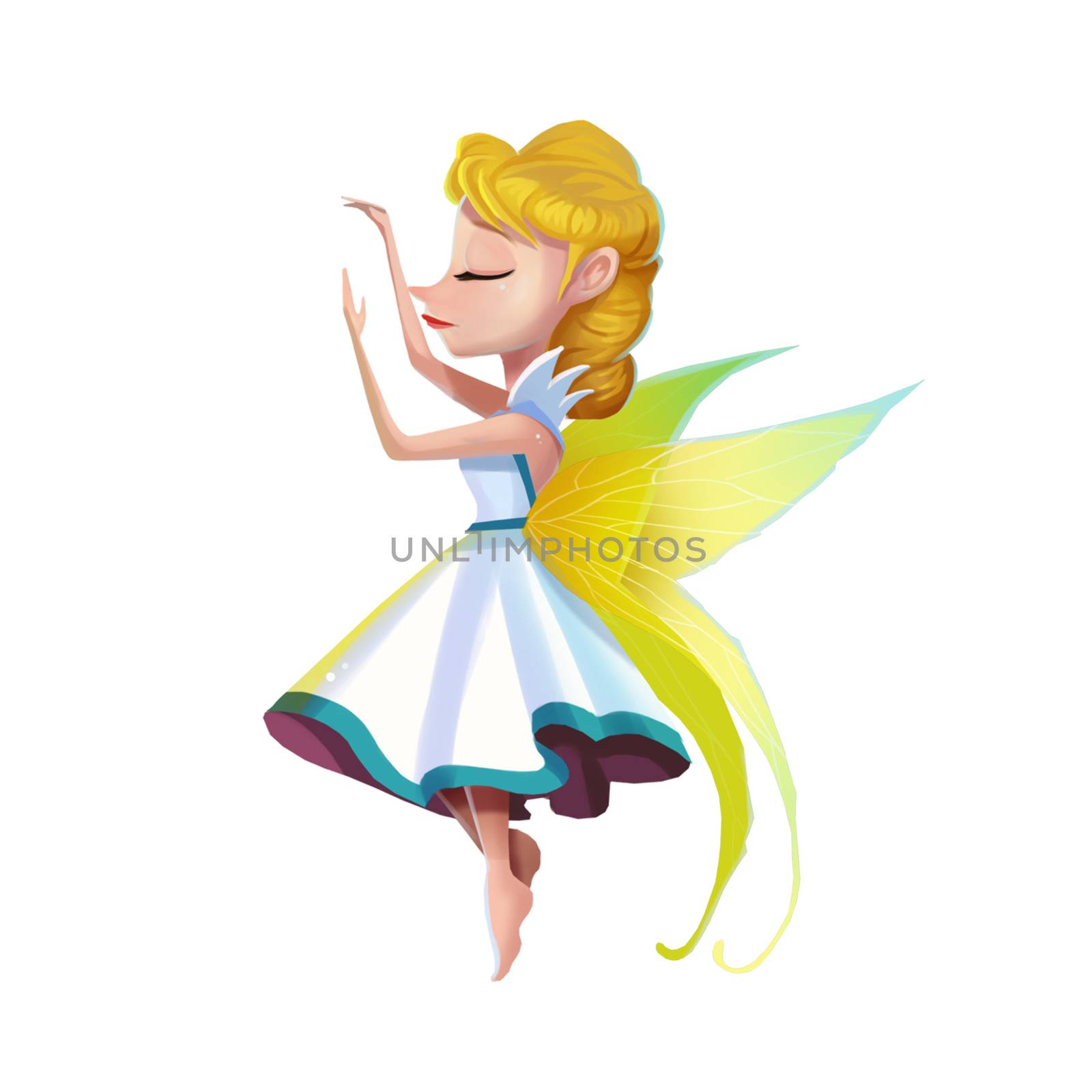 Illustration: The Dancing Flower Fairy. Realistic Cartoon Style. Leading Role / Main Character Design.