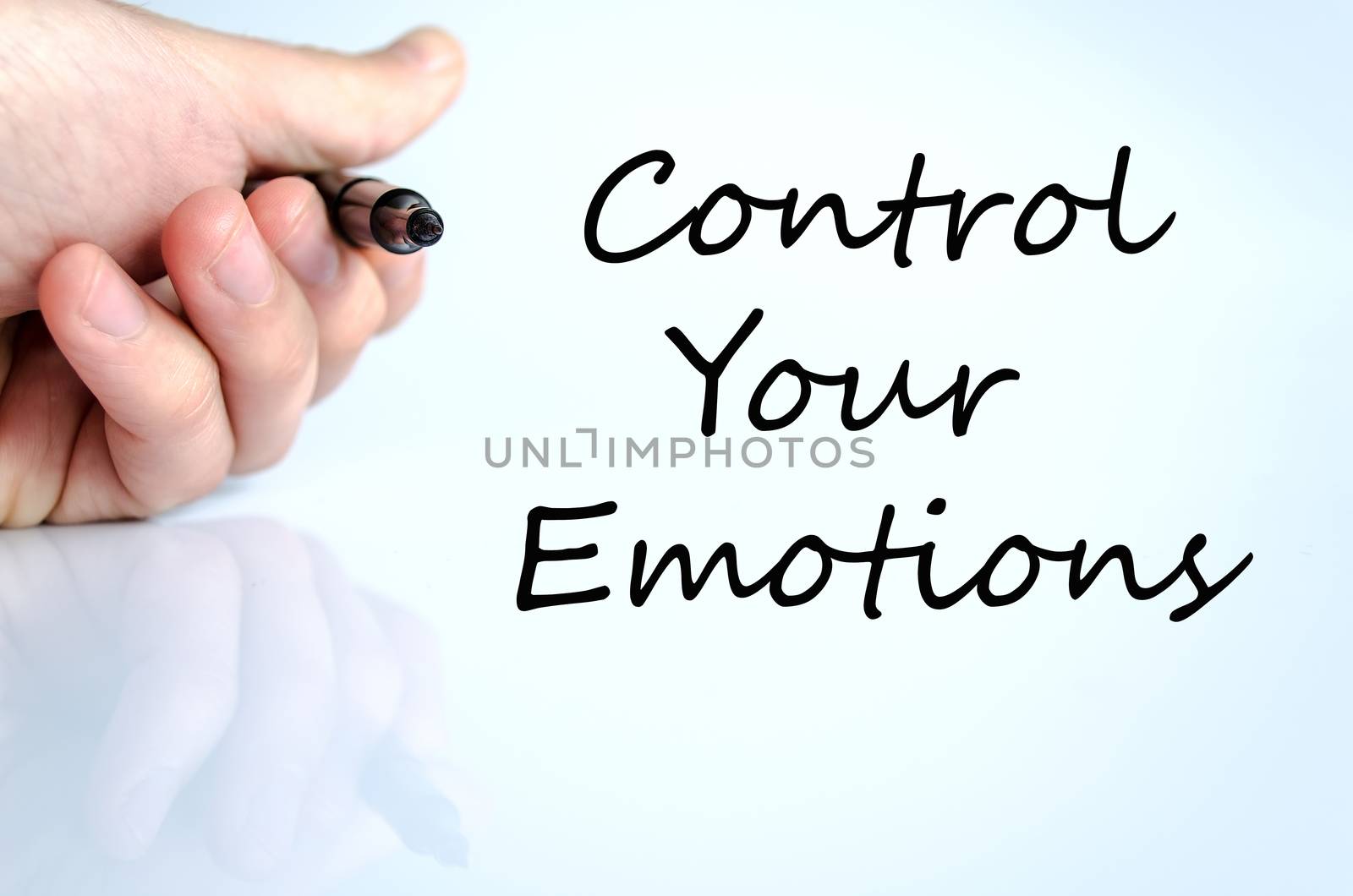 Control your emotions text concept isolated over white background