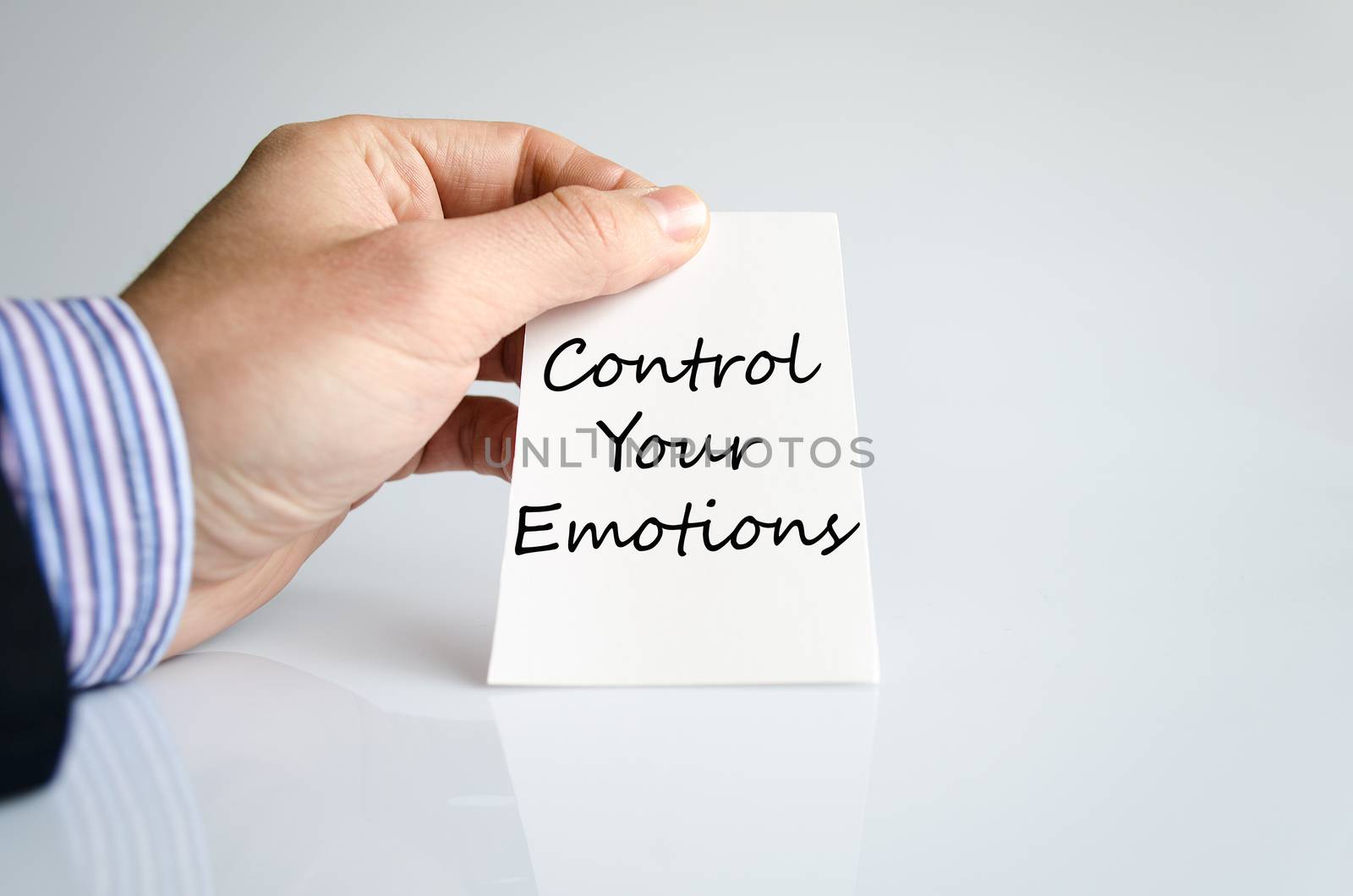 Control your emotions text concept isolated over white background