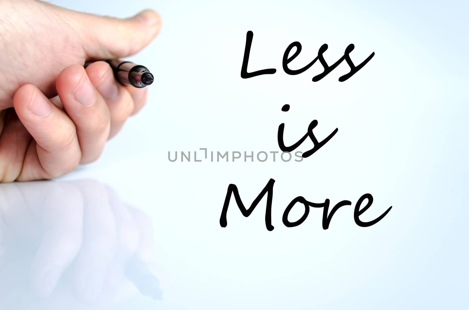 Less is more text concept isolated over white background