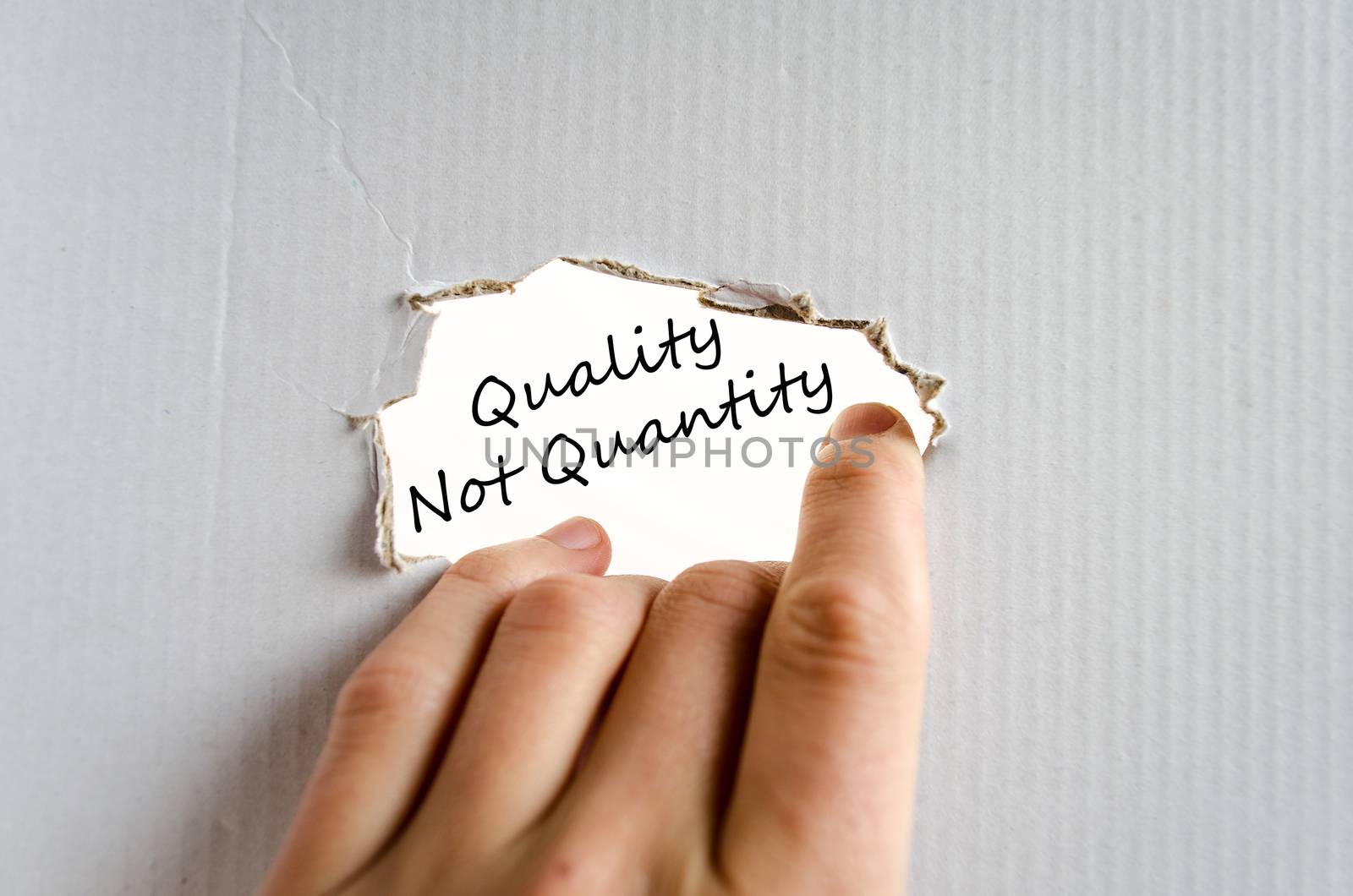 Quality not quantity text concept isolated over white background
