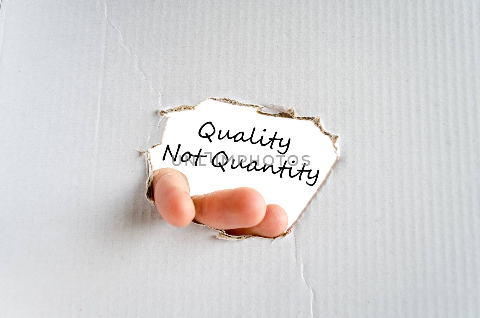 Quality not quantity text concept isolated over white background