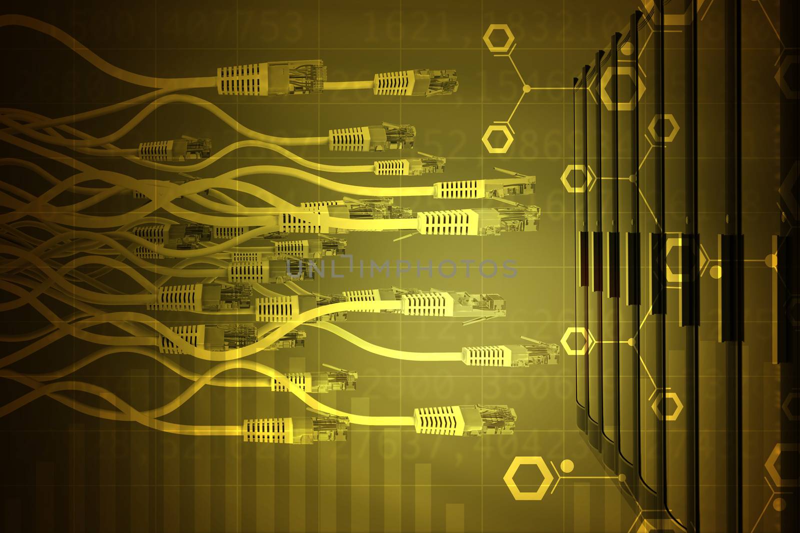 Abstract background with yellow computer cables by cherezoff