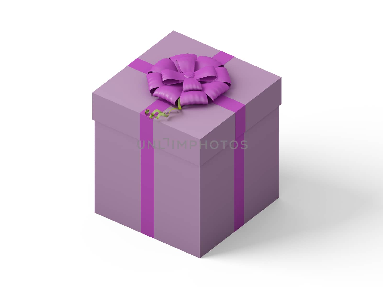 pink gift box with pink ribbon bow by teerawit