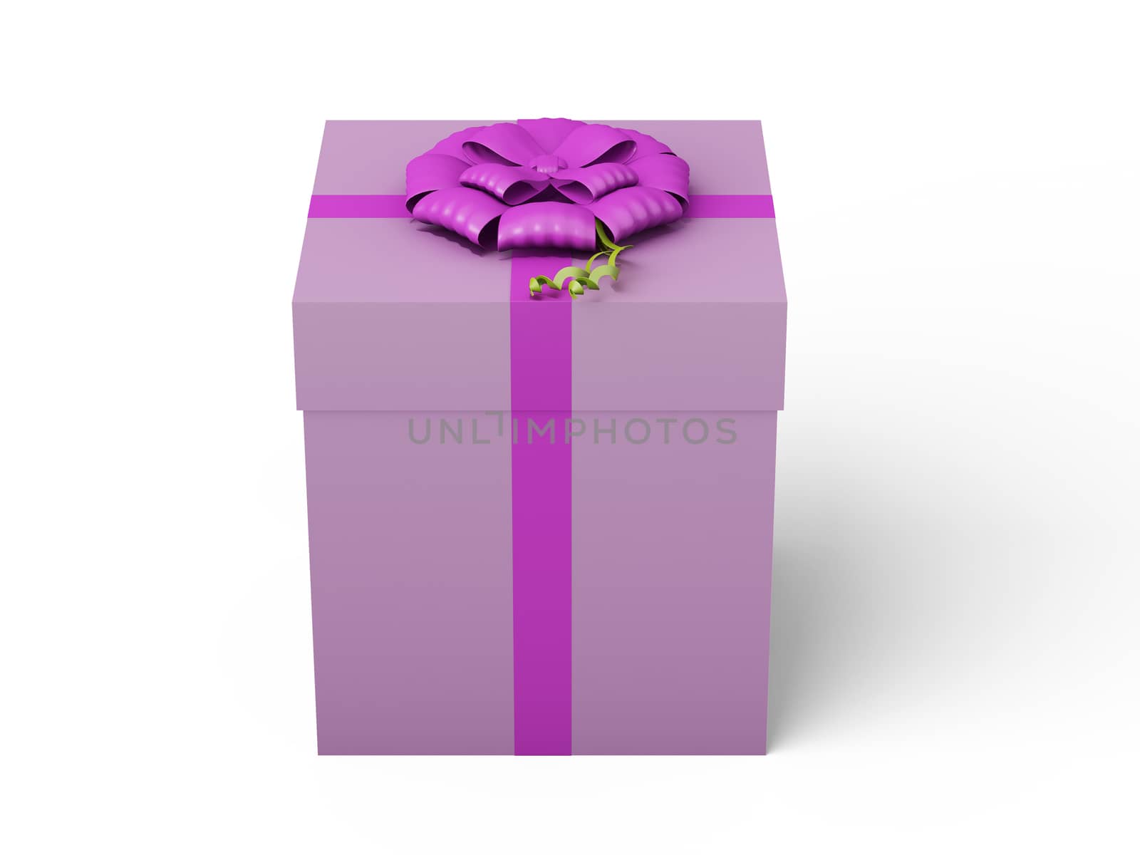 pink gift box with pink ribbon bow by teerawit