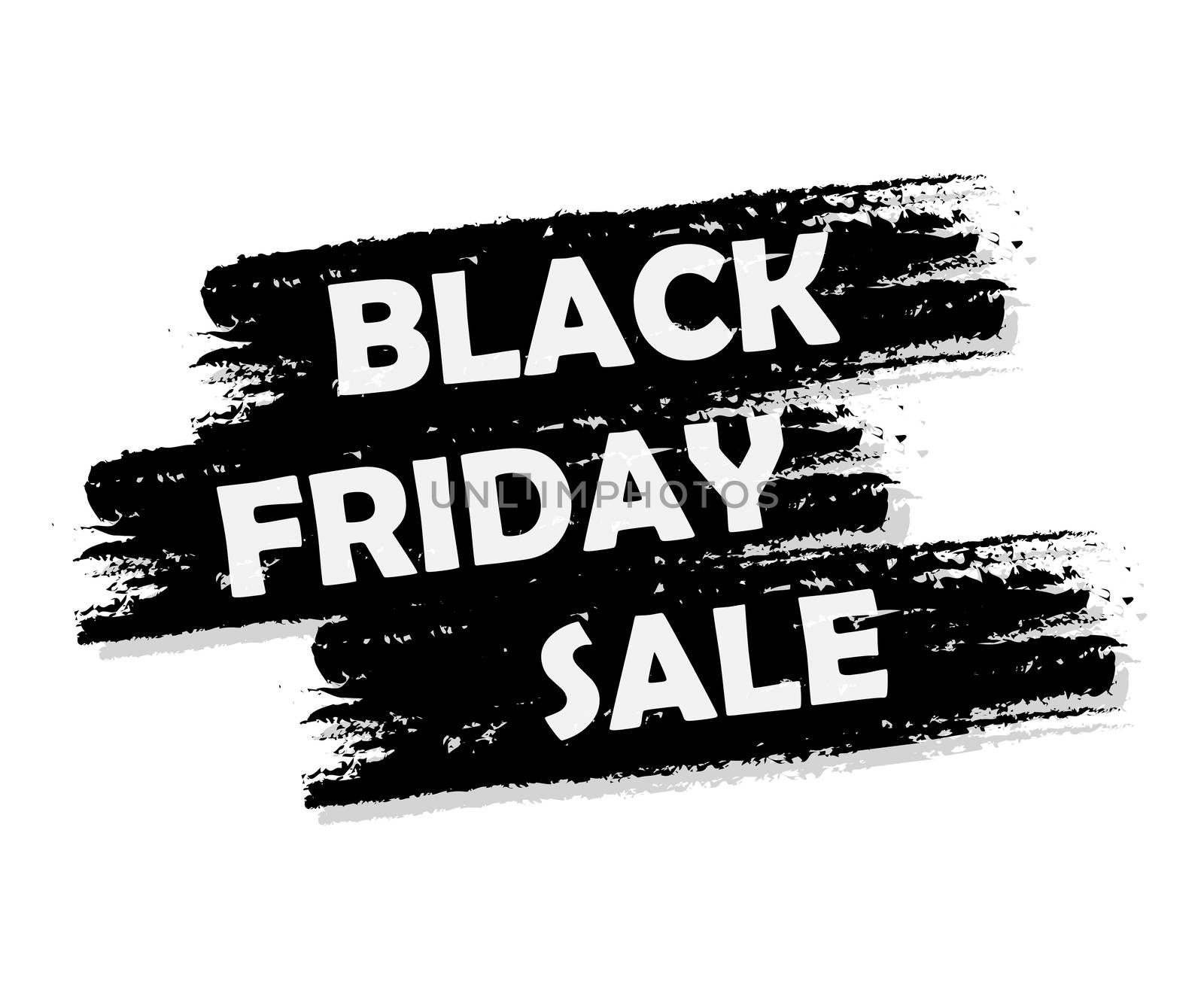 Black friday sale banner - text in black drawn label, business seasonal shopping concept
