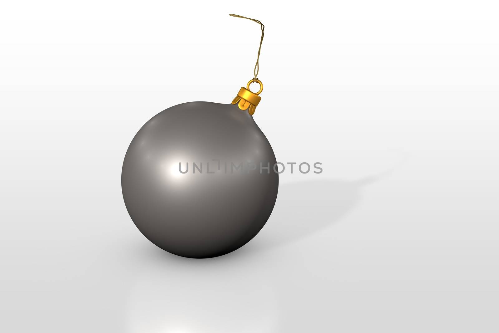 one without color christmas ball over white background