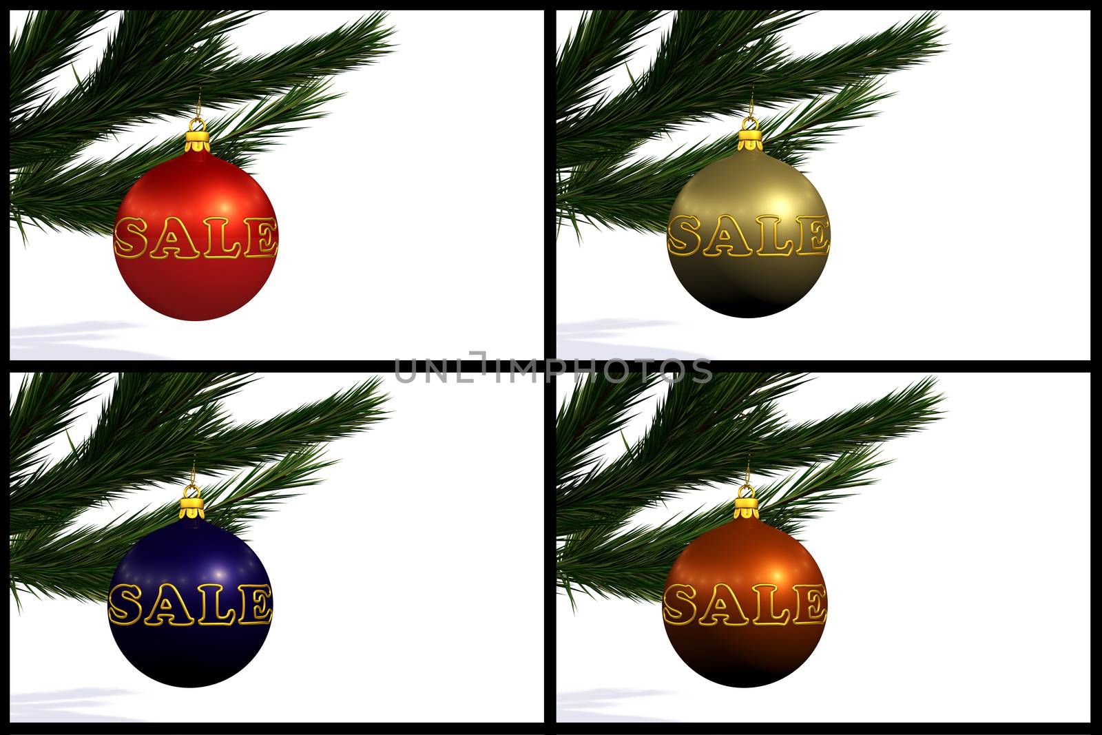 a set of Christmas balls sale on white background 