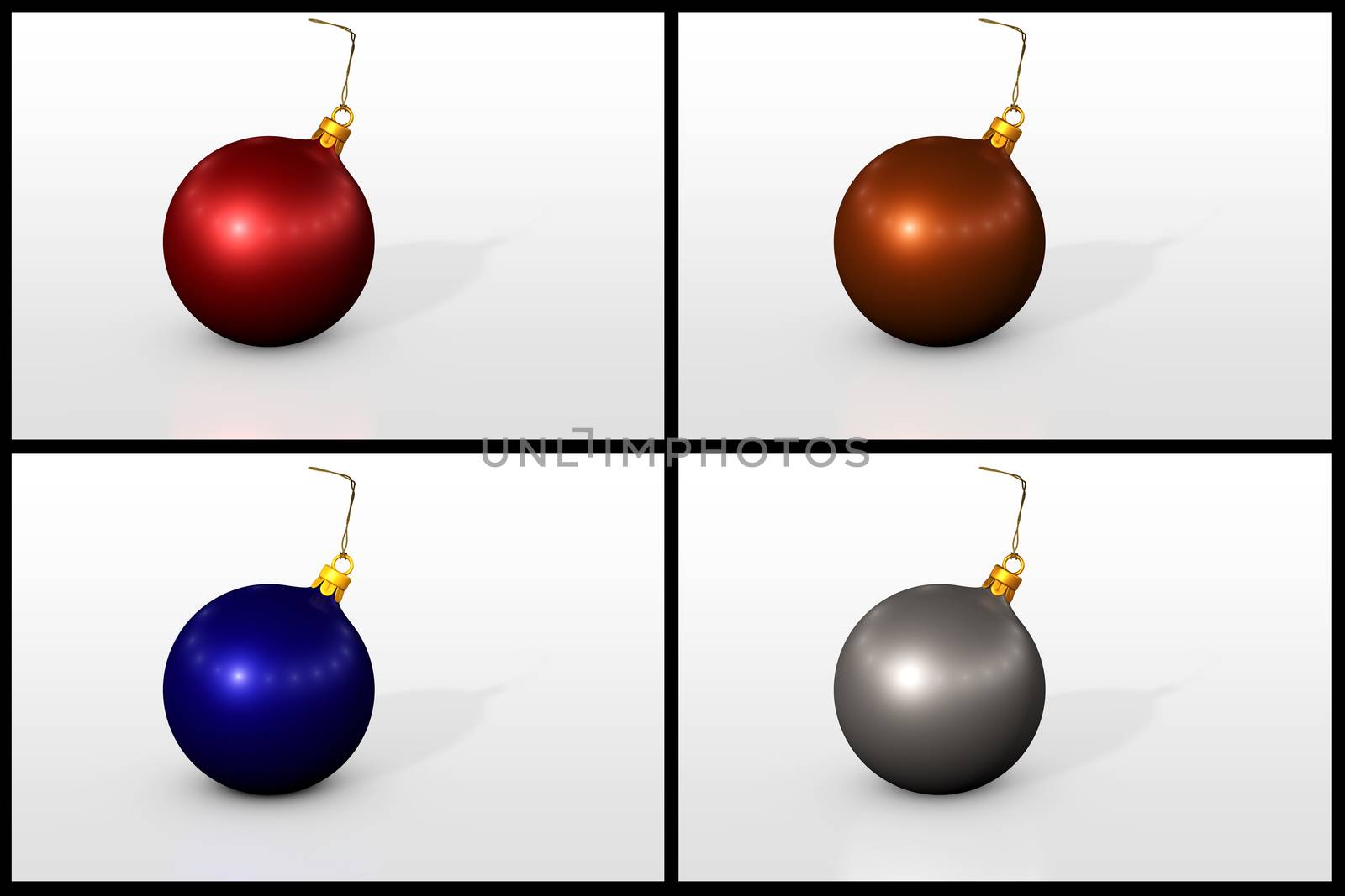 a set of Christmas balls on white background 