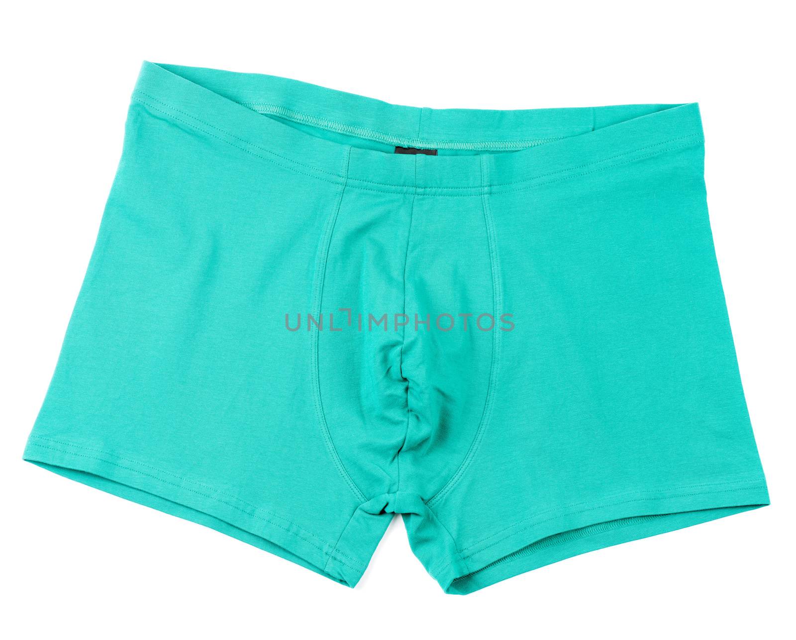 Green men's Boxer briefs isolated on a white background
