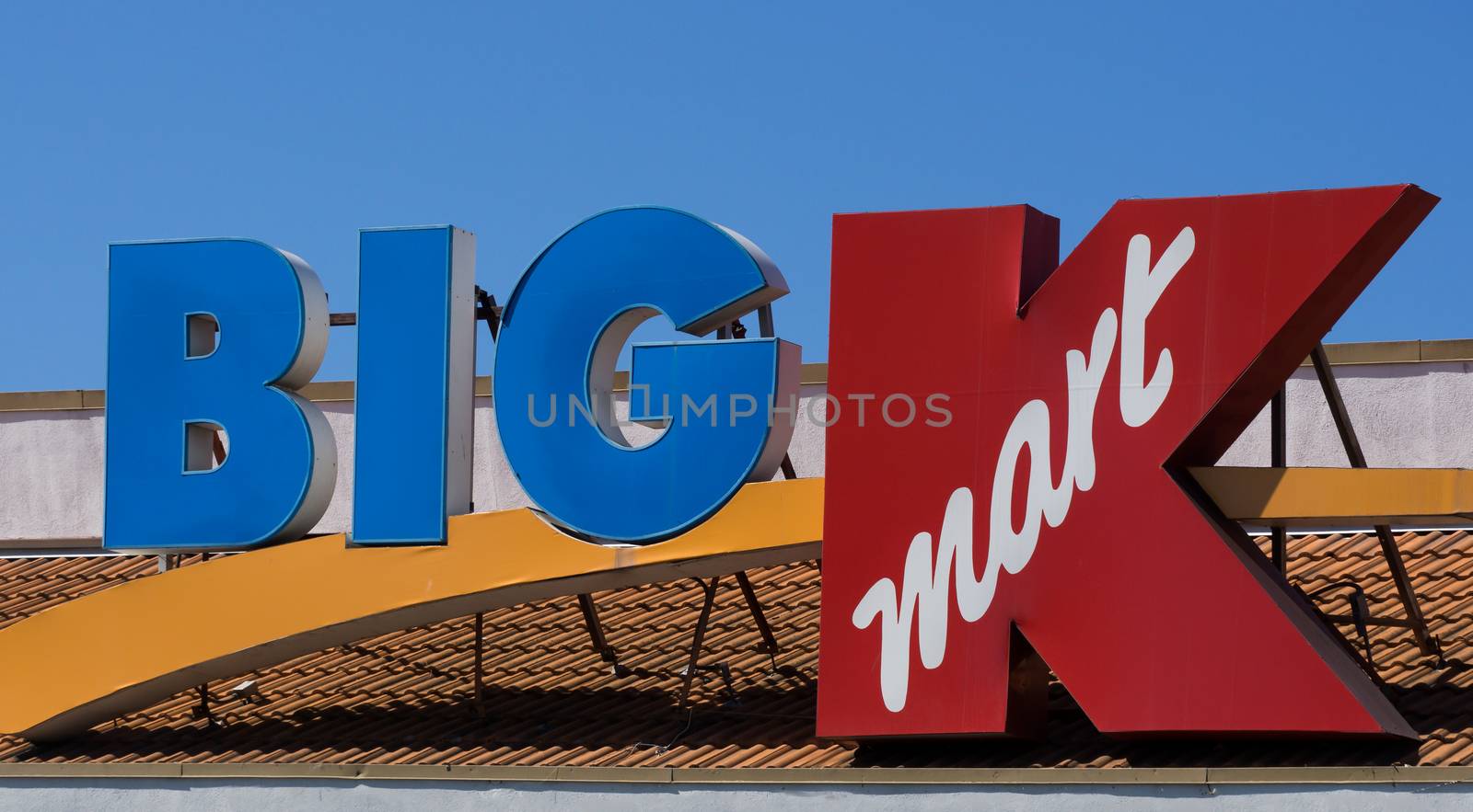 ANAHEIM, CA/USA - OCTOBER 10, 2015: Big Kmart retail store exterior. Kmart is an American chain of discount department stores headquartered in the United States.