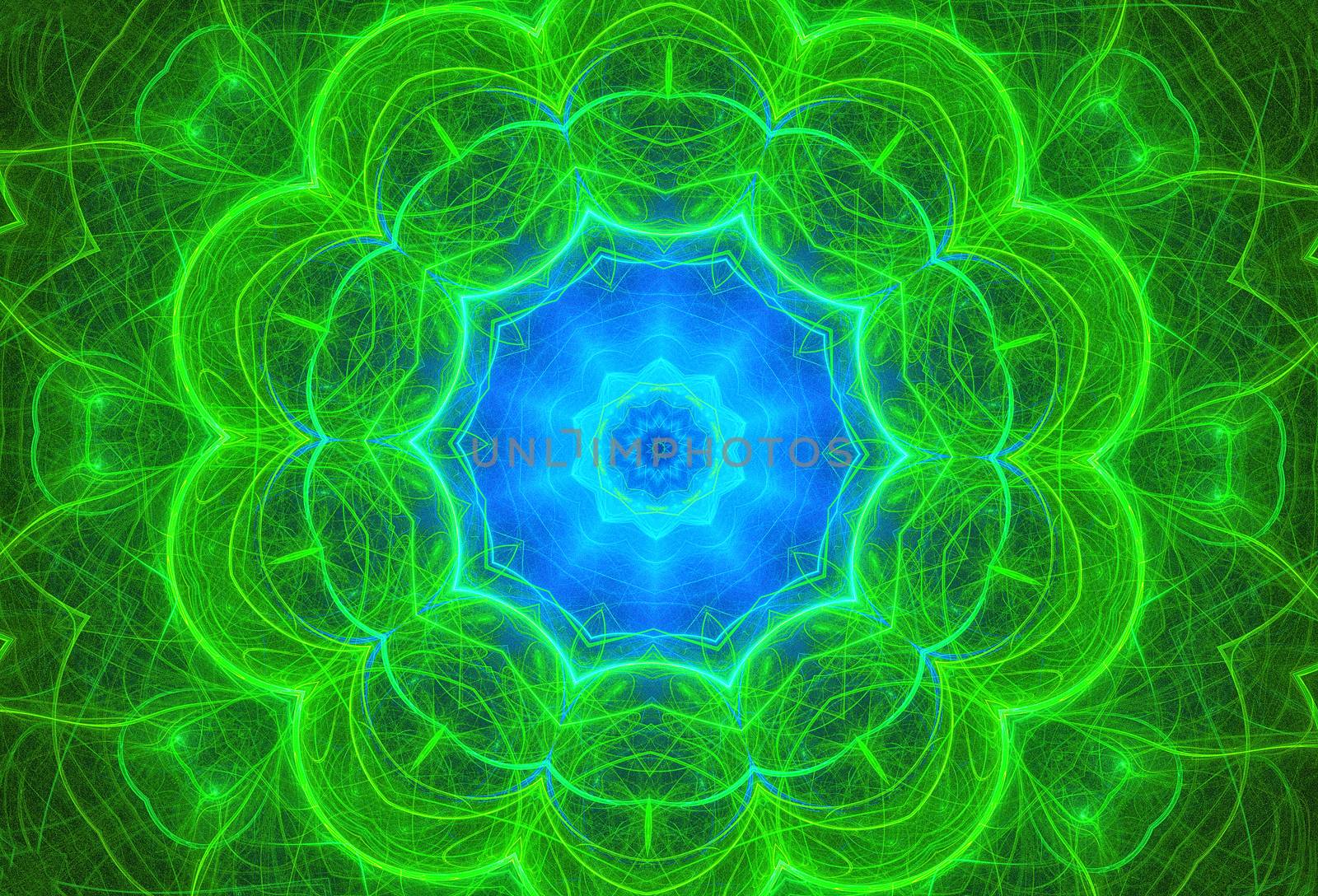 Digital Art: Fractal Graphics: The Blue Lotus. Fantastic Wallpaper / Background / Scene Design. Sci-Fi / Abstract Style.