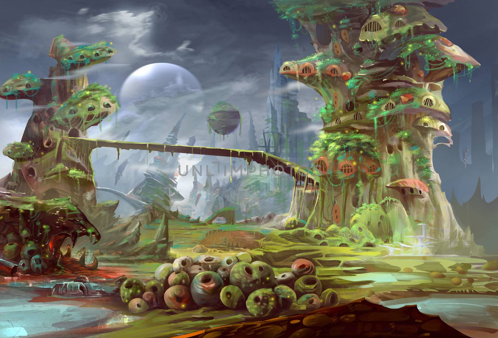Illustration: The Panorama of the Prison Planet - The Horrible Version. Realistic Style. Scene / Wallpaper Design. by NextMars