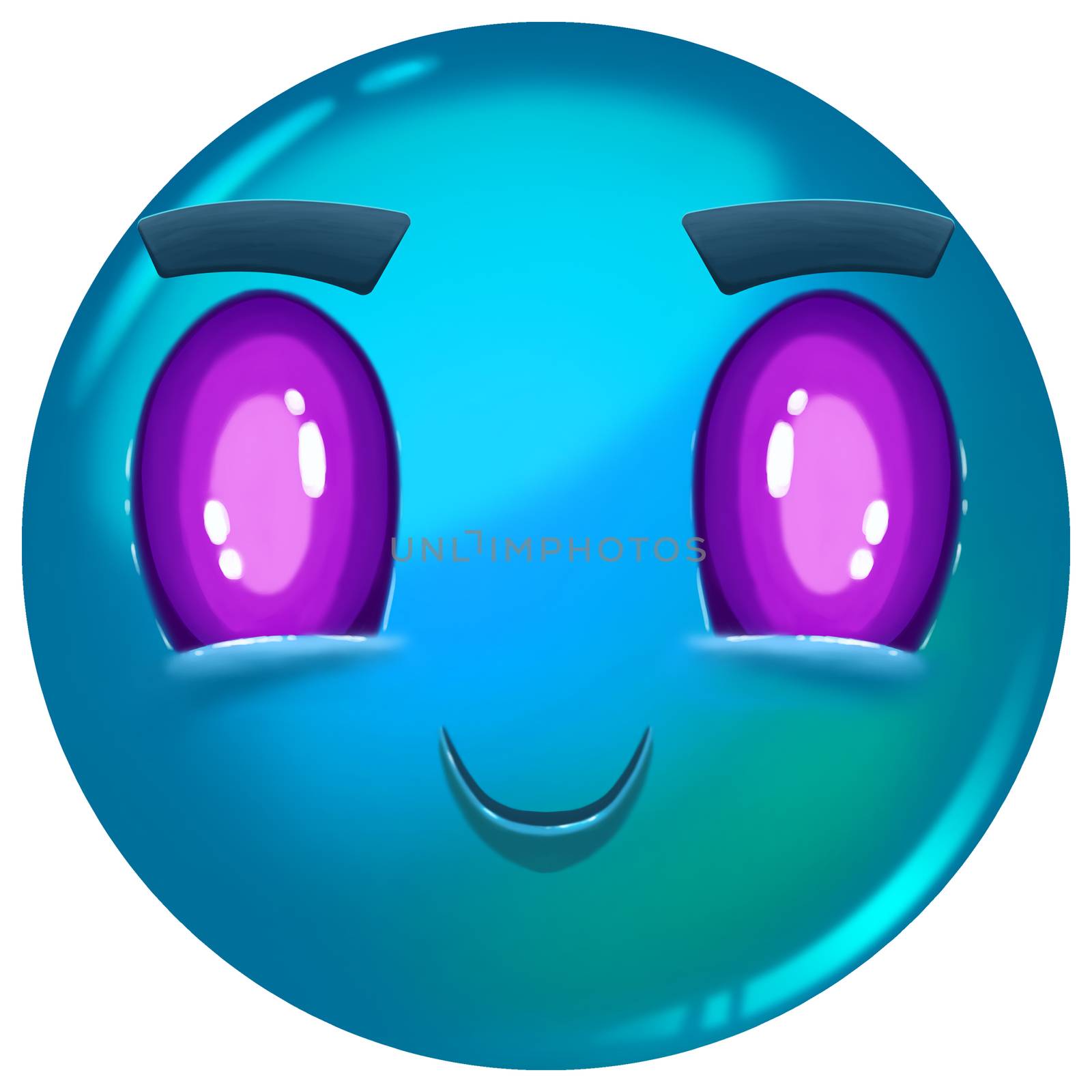 Illustration: Funny Emoji Face Ball E.  Element / Character Design - Fantastic / Cartoon Style