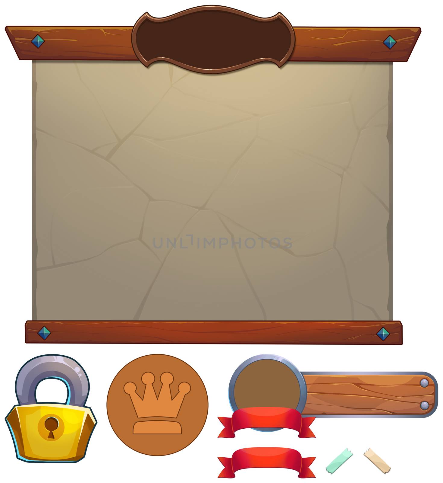 Illustration UI Set - Arthur King and Lancelot's UI Set 1 - Middle Age Style