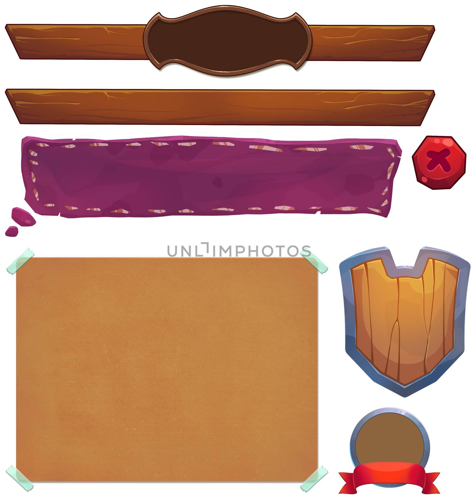 Illustration UI Set - Arthur King and Lancelot's UI Set 3 - Middle Age Style