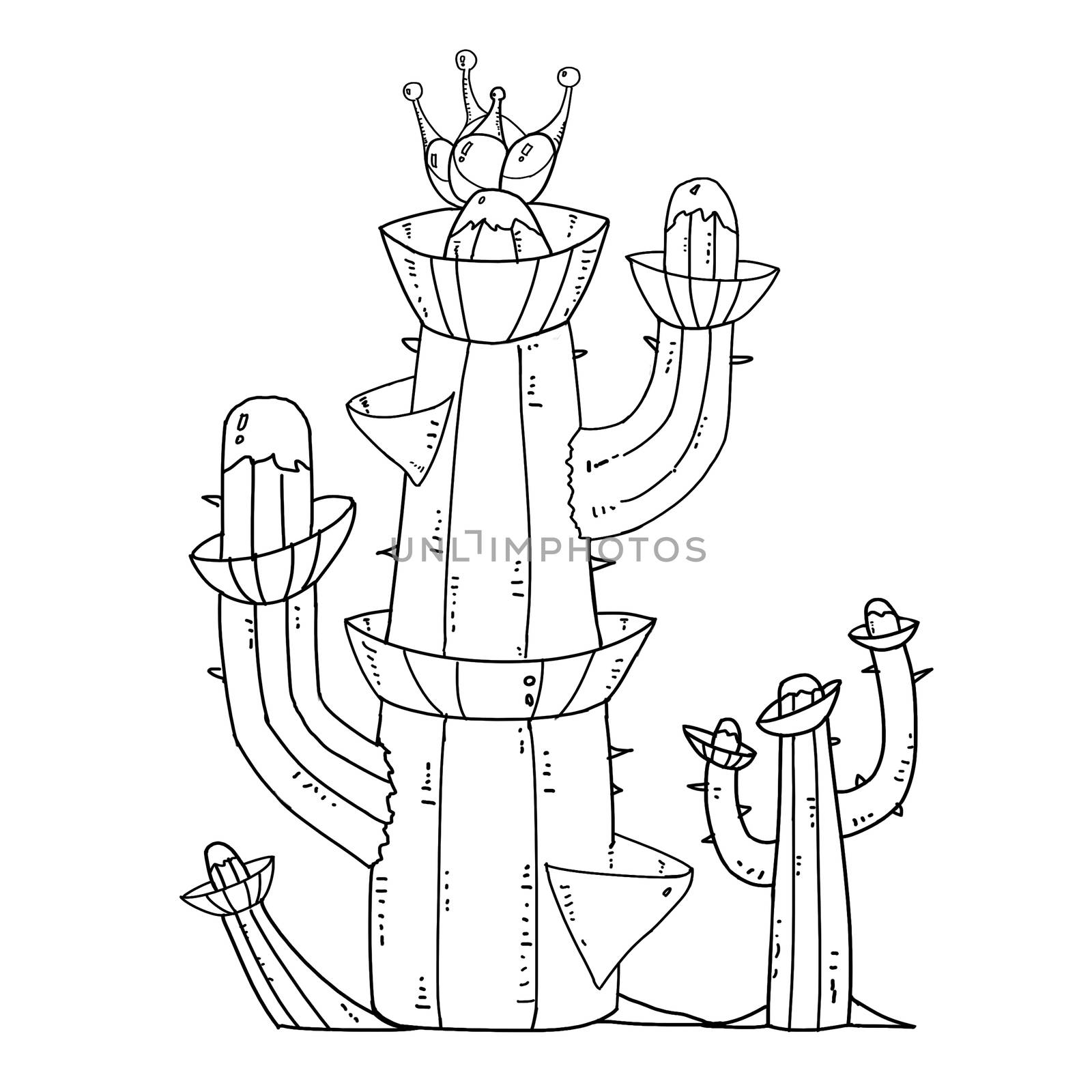 Exotic Plants Set - No.9 - Cactus Tower - Outline by NextMars