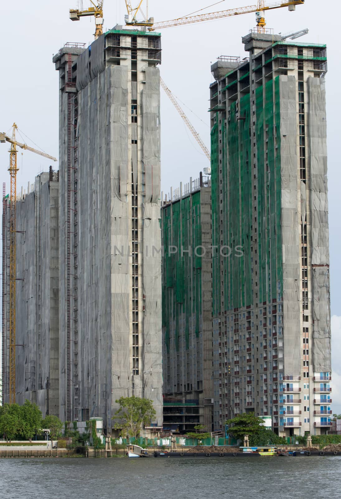 Building and Construction Site to new building under a blue sky