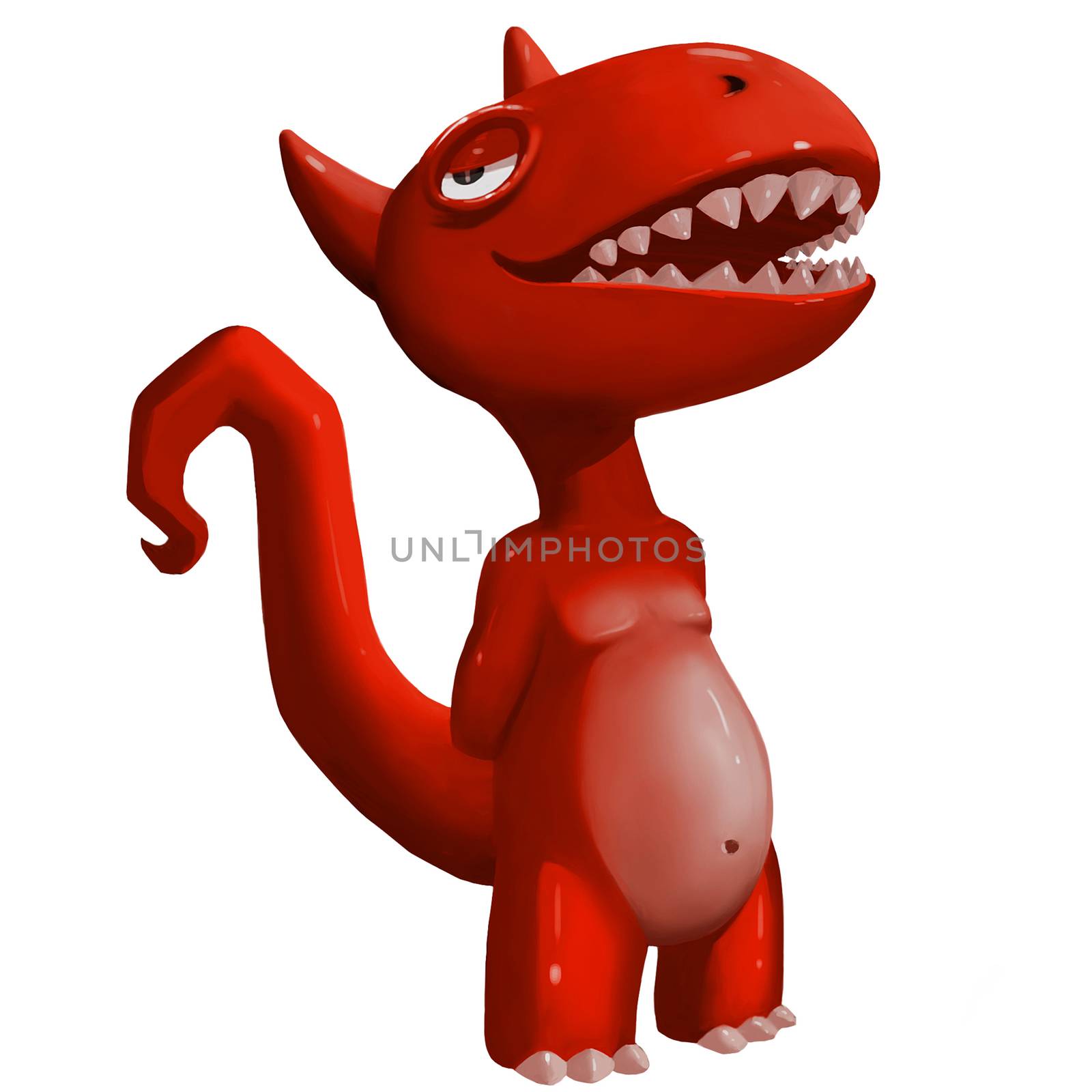 Illustration: Mr.N, The Red Dinosaur Man - Monster Camp Topic. Element / Character Design - Fantastic / Cartoon / Sci-Fi Style