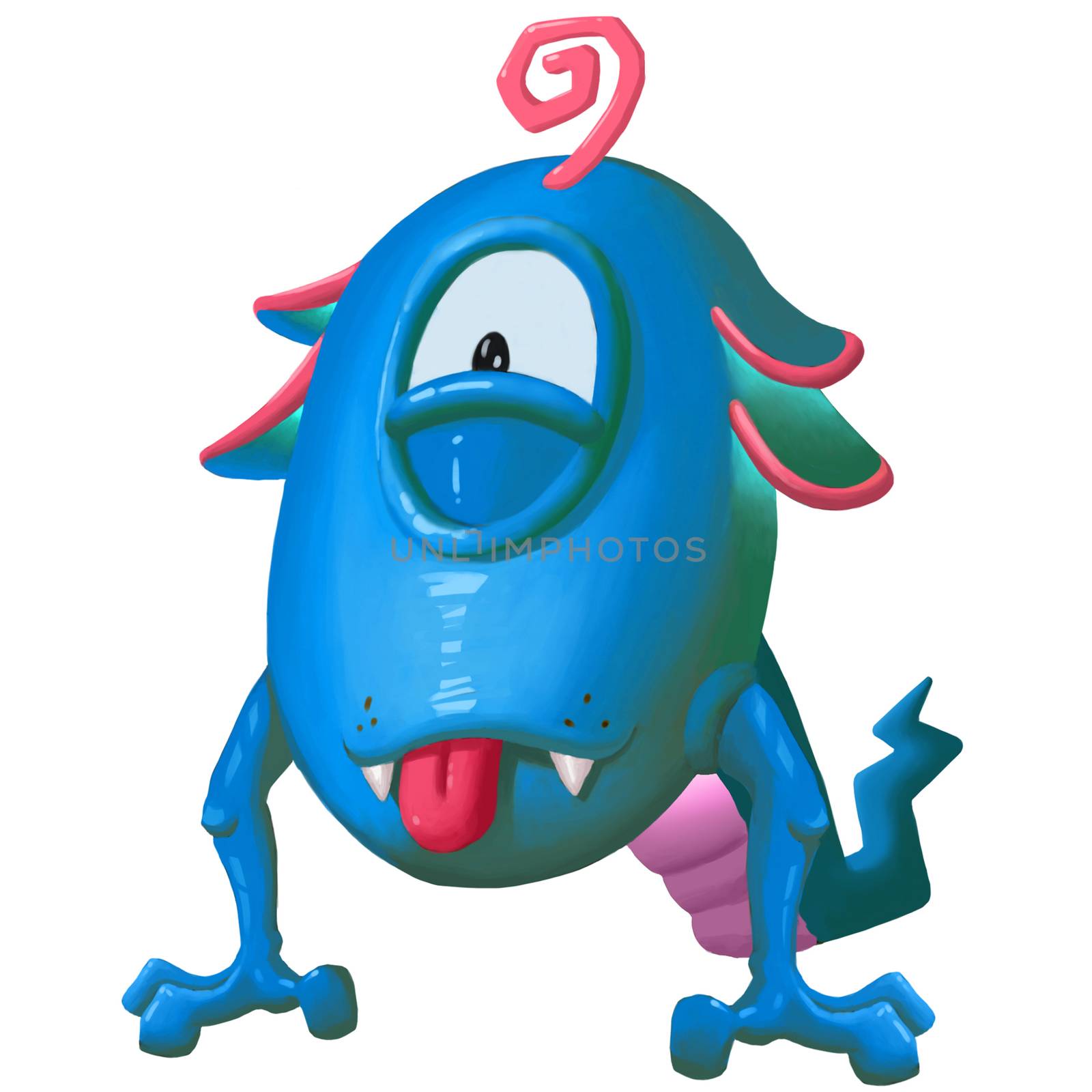 Illustration: Alien Monster Camp: Monster G - The Cyclops - Element Creation / Character Design - Realistic / Cartoon Style