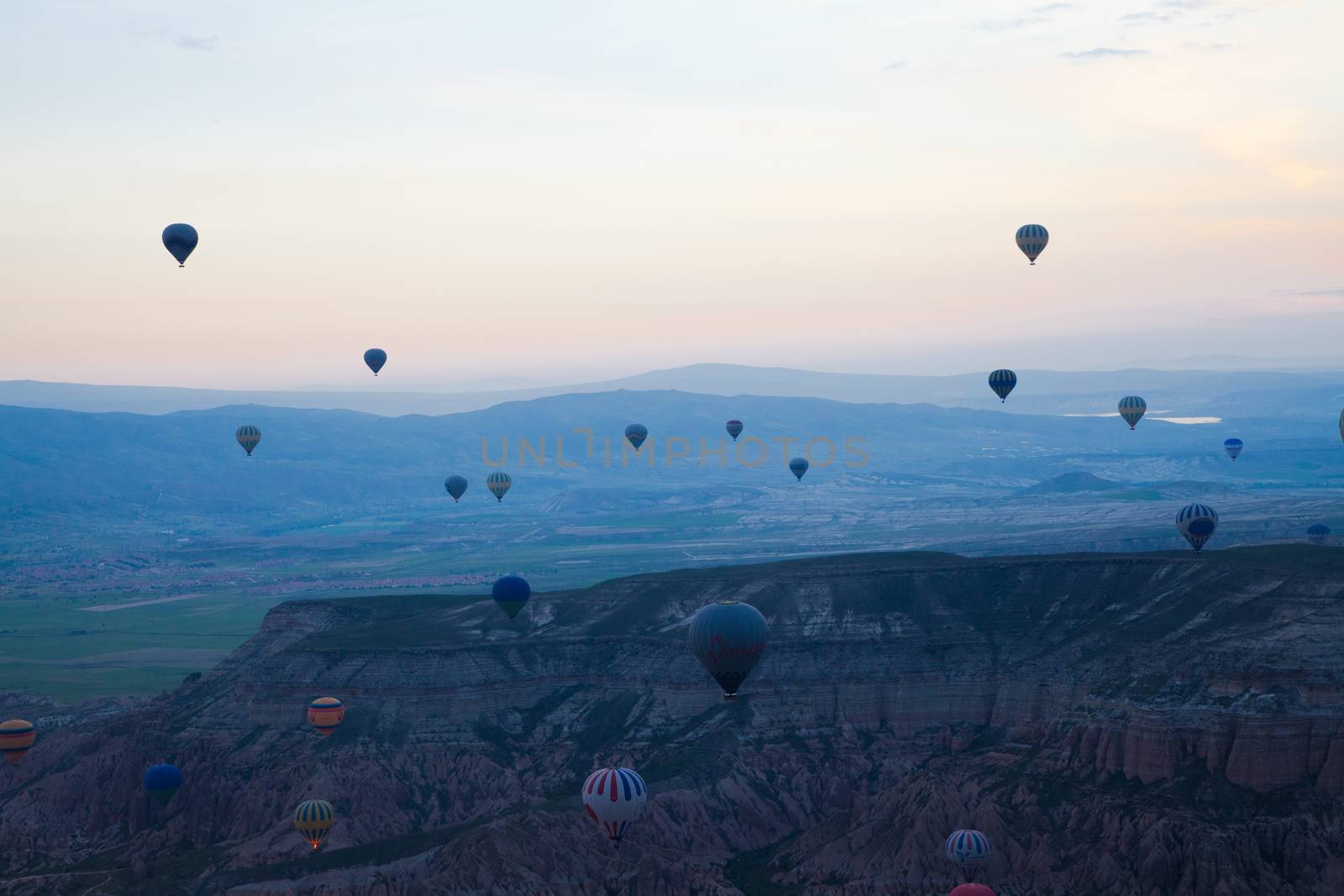 Hot air balloon in silhouette