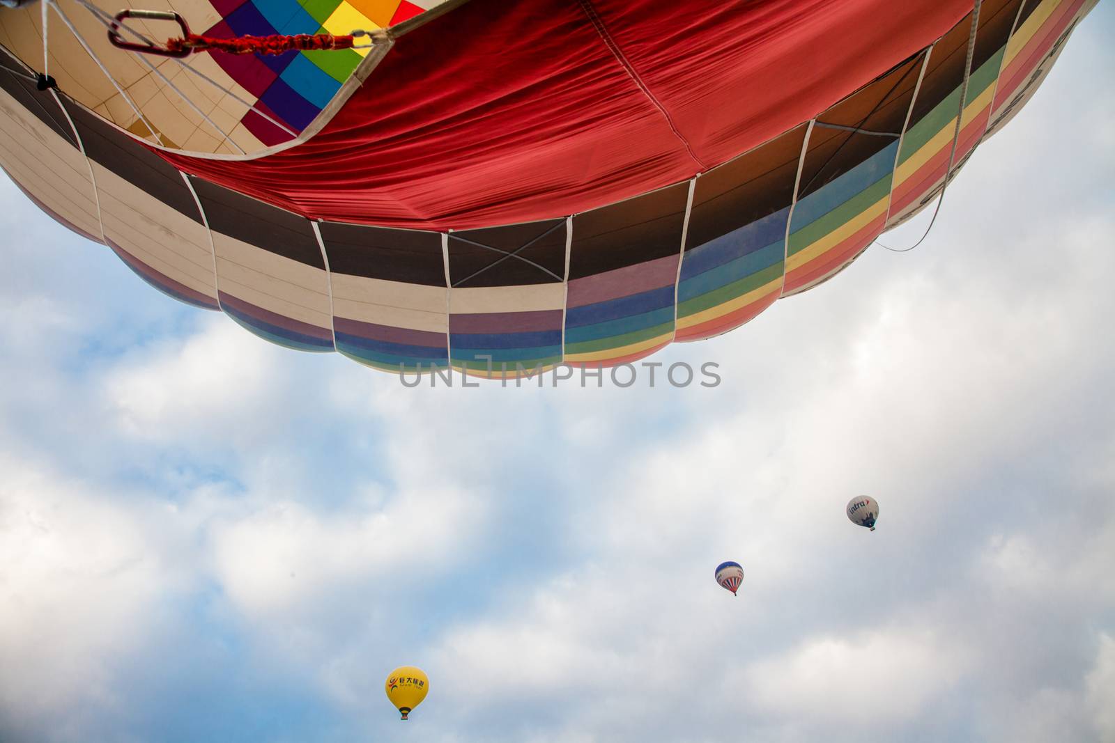 Hot air balloon flying point of view  by haiderazim