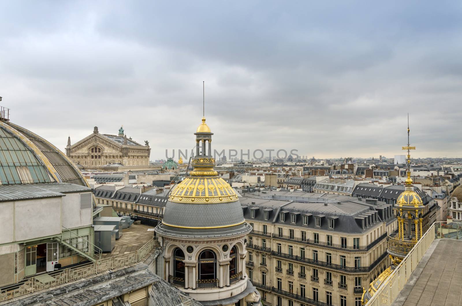Opera House(Palais Garnier) with roofs of Paris by siraanamwong