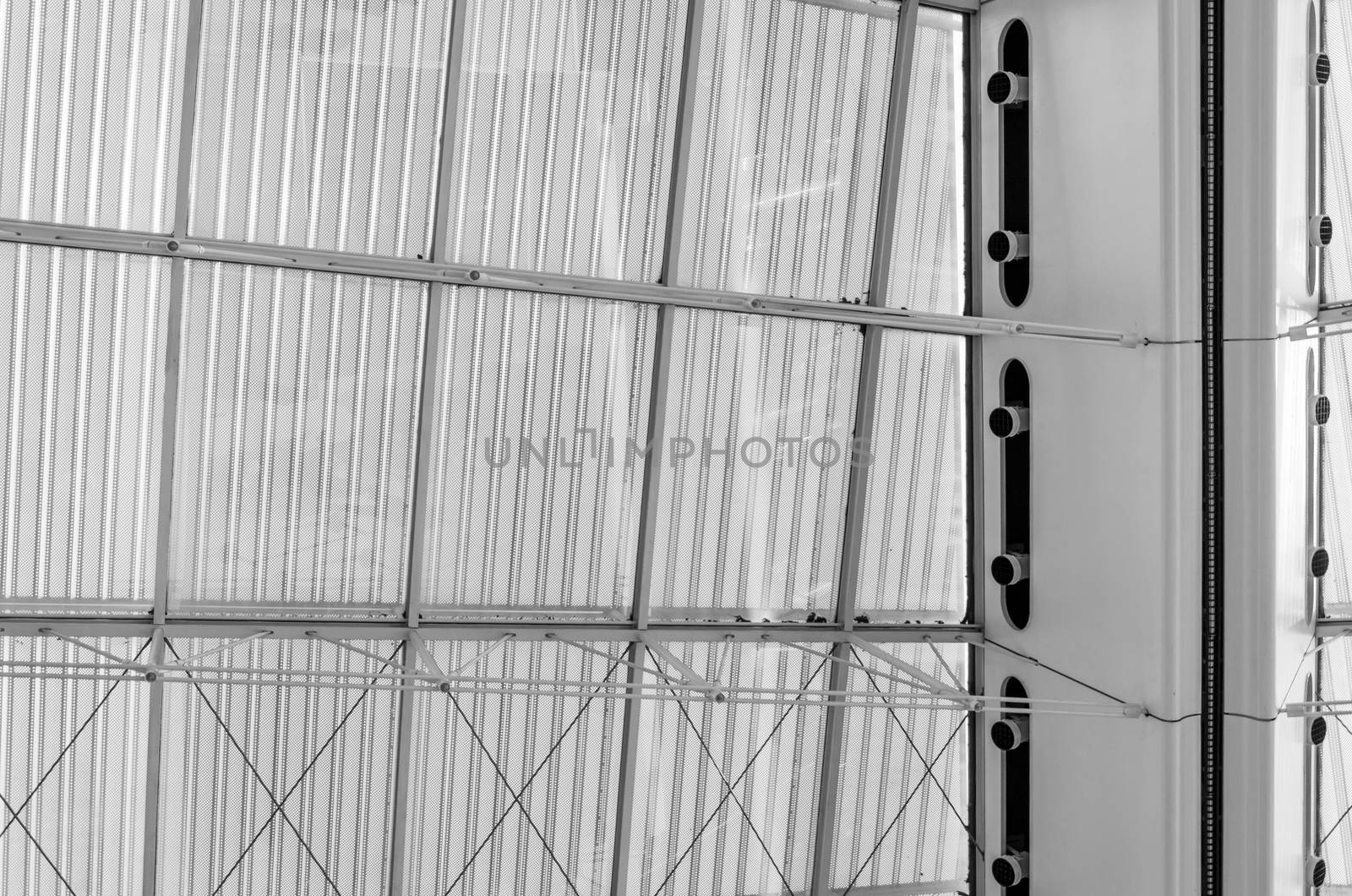 Roof Structure Detail of Modern Architecture (Black and White)