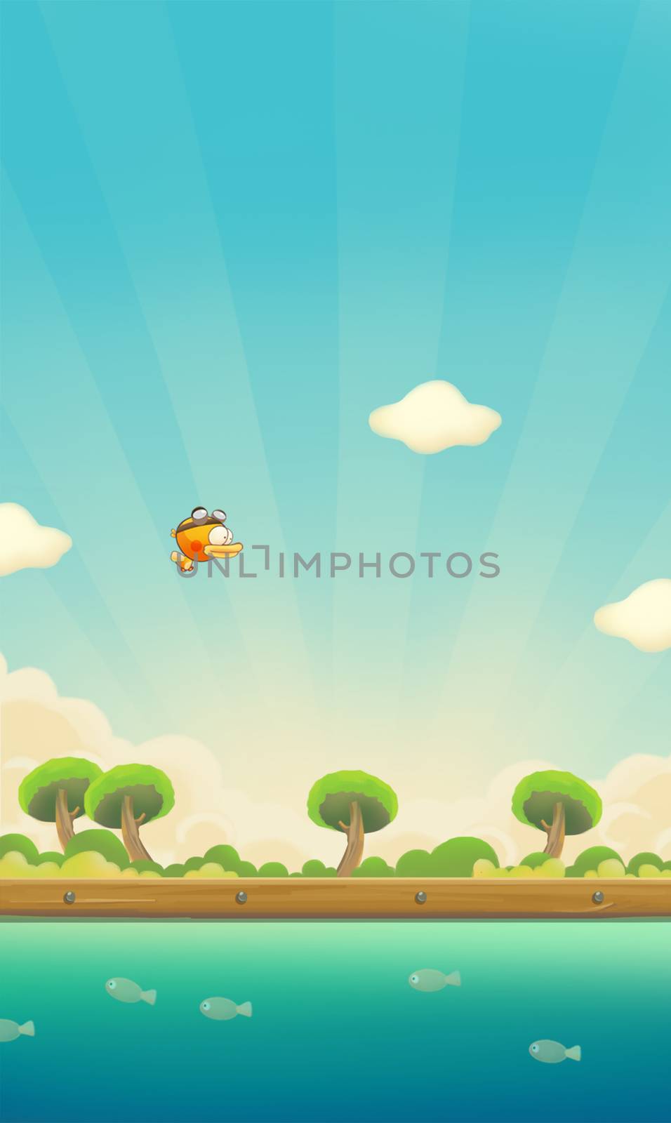 Flying Duck Pilot in Daylight - Illustration for Children