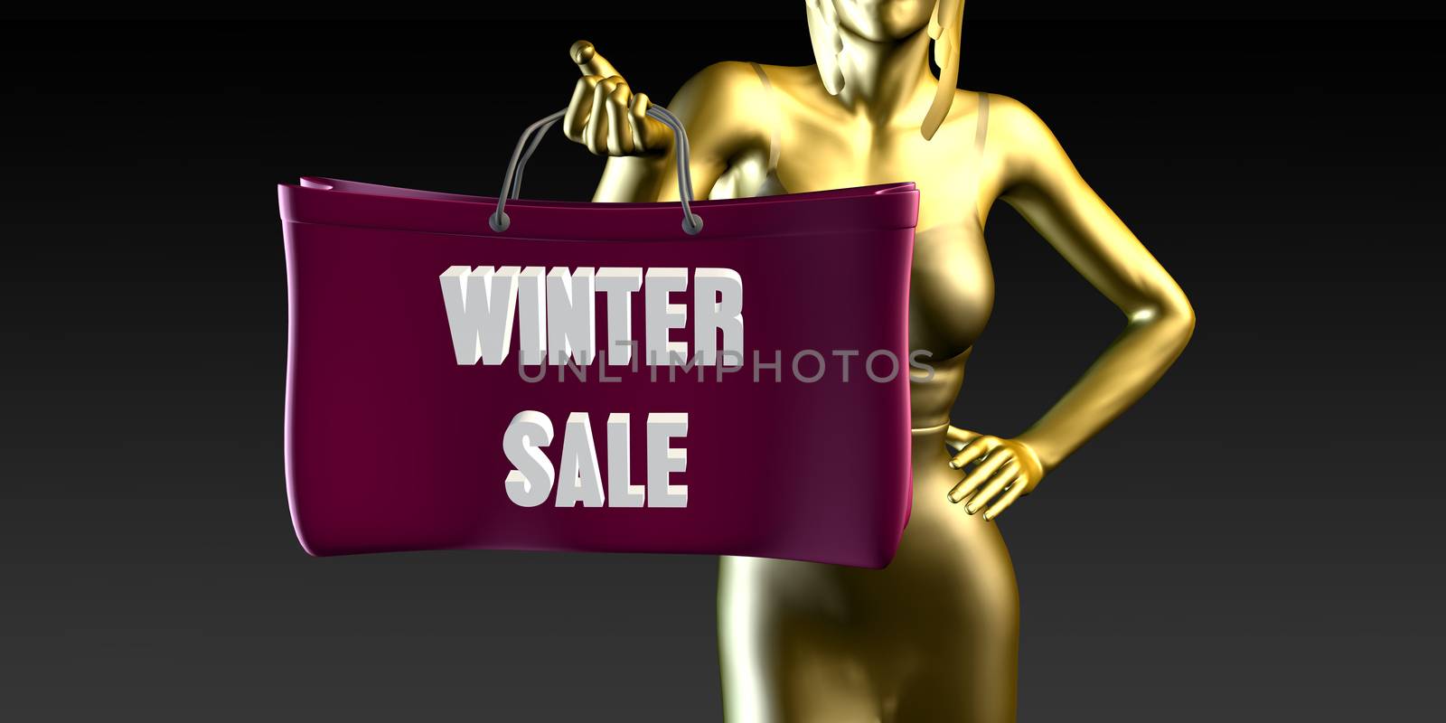 Winter Sale with a Lady Holding Shopping Bags