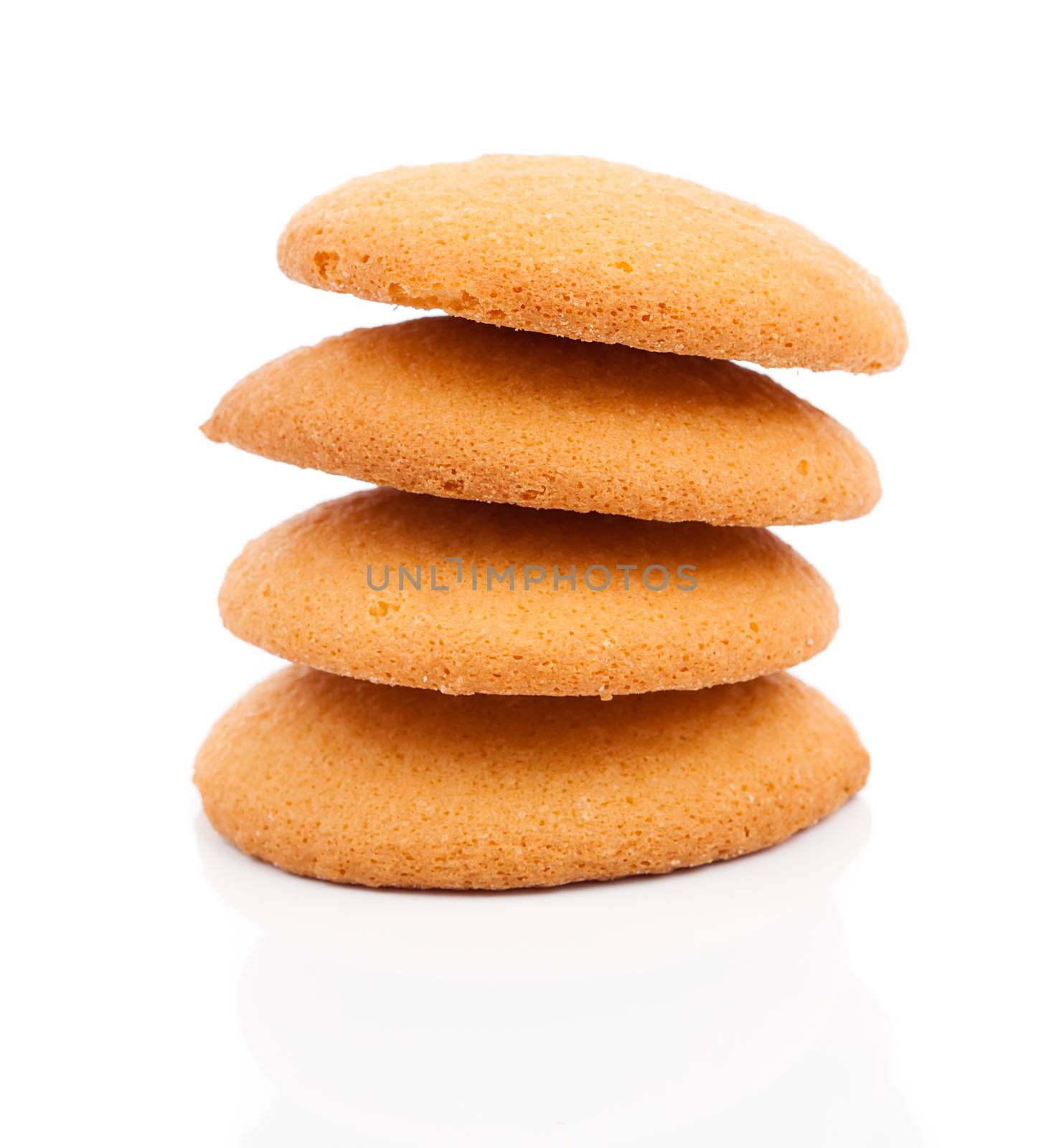 Stack of sweetmeal digestive biscuits isolated on white. by motorolka