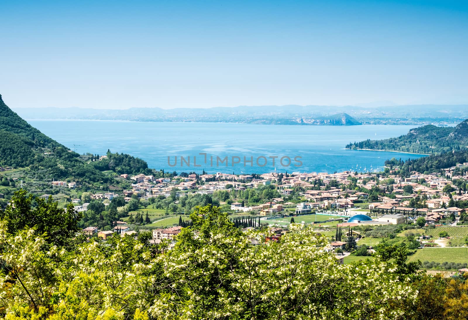 Garda lake and Garda city views from the hills by Isaac74