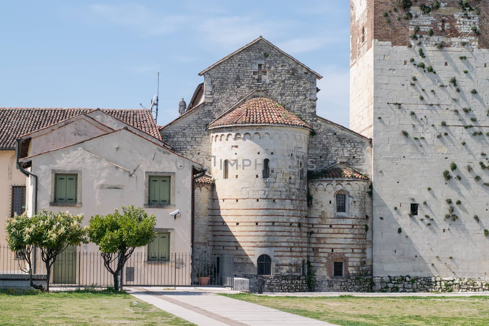 back of the roman abbey in Villanova, Verona, Italy