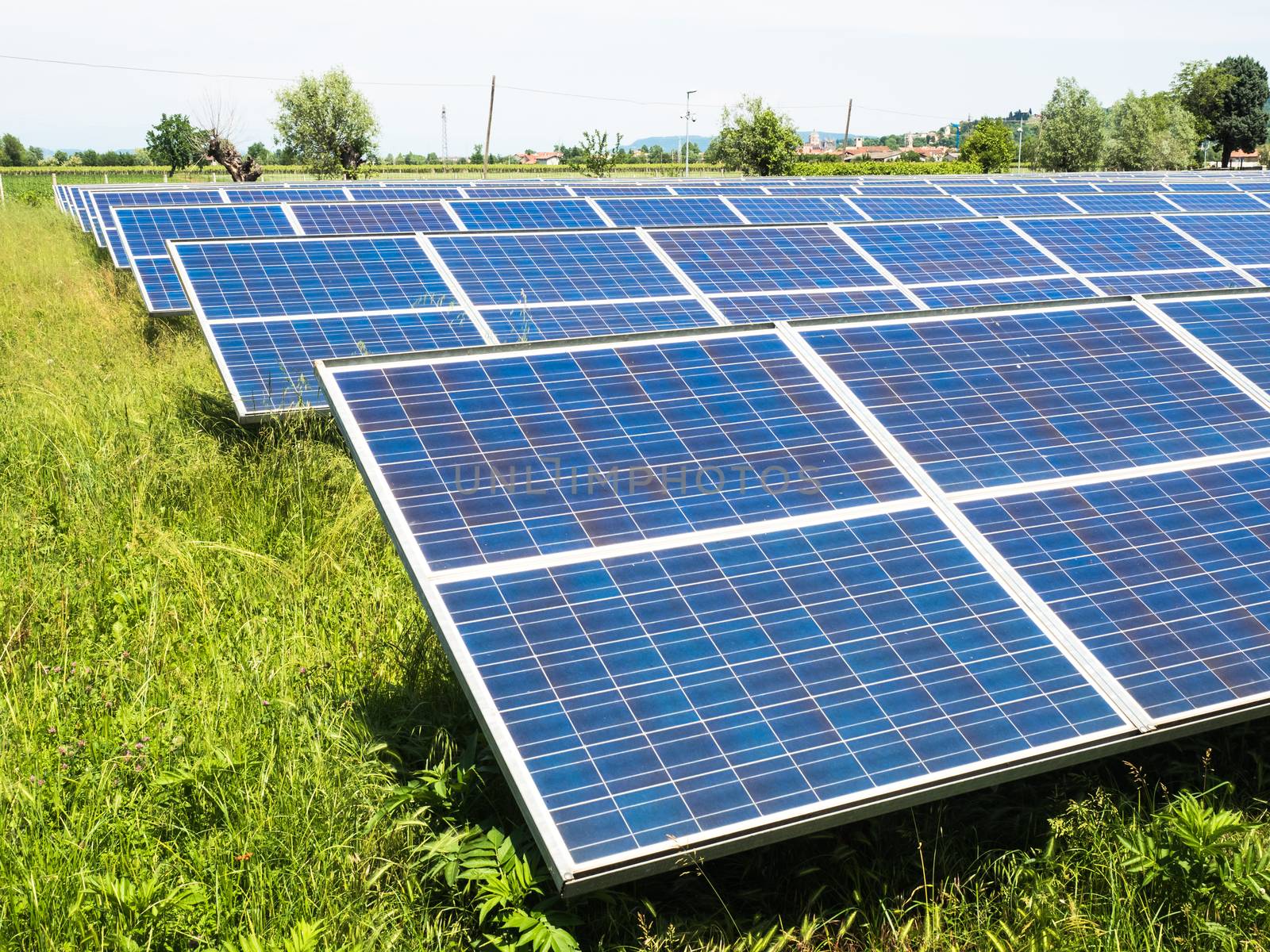 series of photovoltaic panels in a photovoltaic park