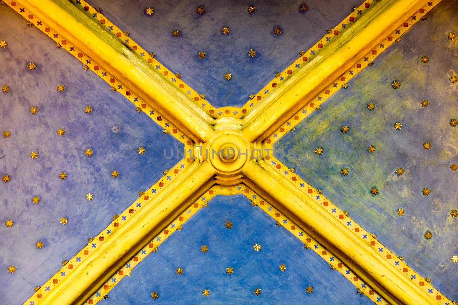 antique ceiling with gold stars